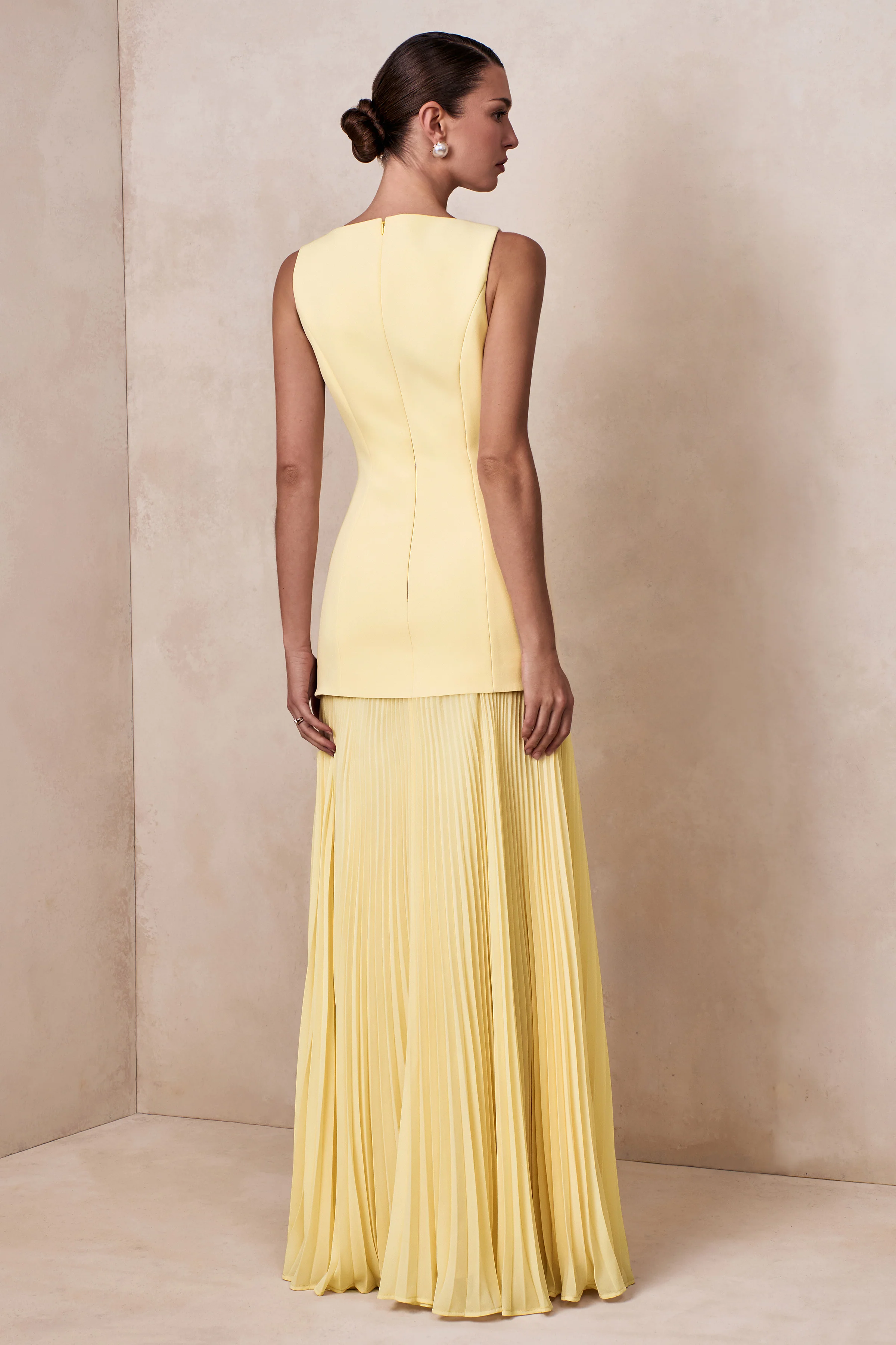 Hadley | Lemon Boat-Neck Maxi Dress With Drop-Waist