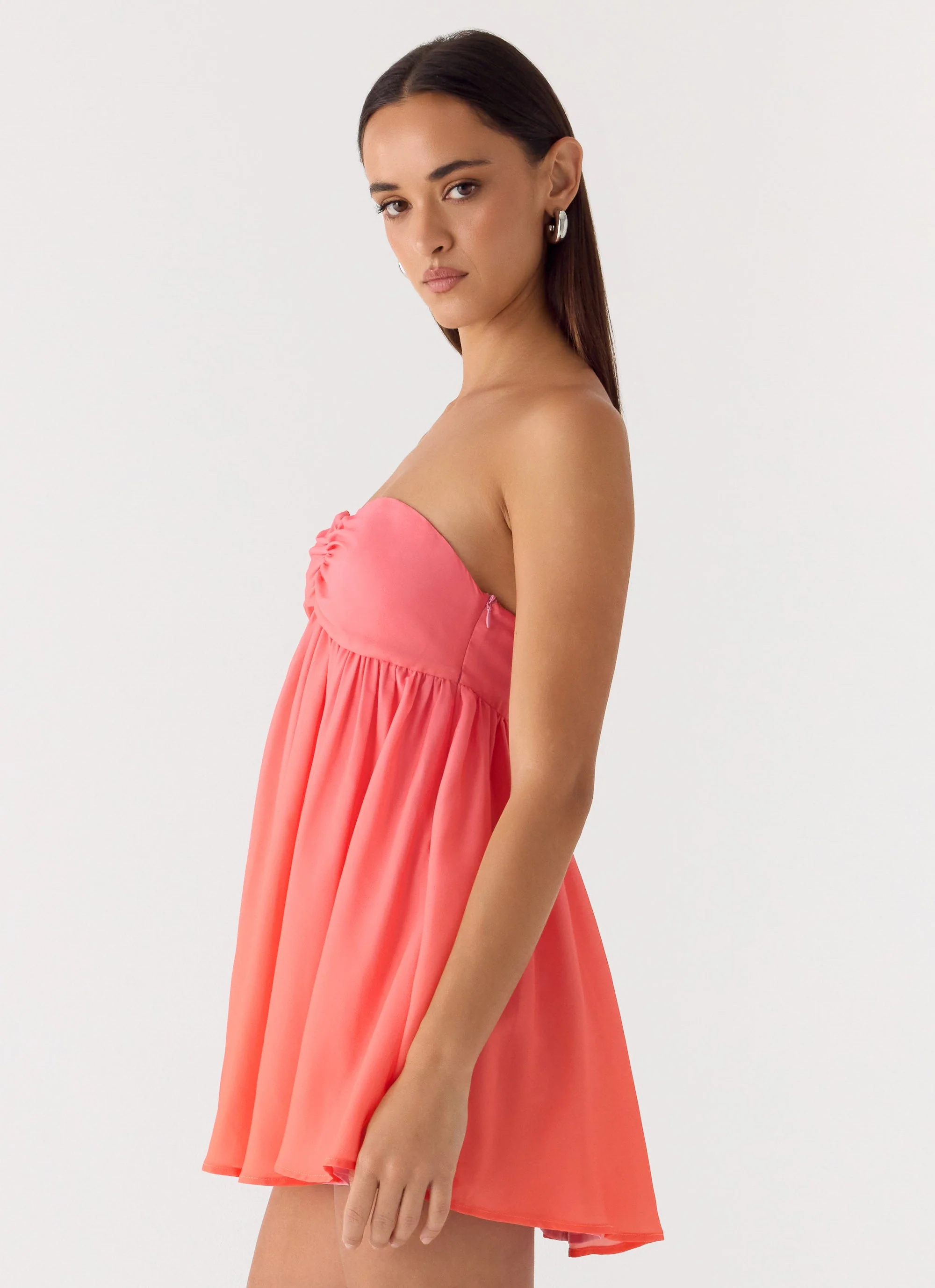 Elevare Strapless Mini Dress - Sunset Ombre - luluinthesky