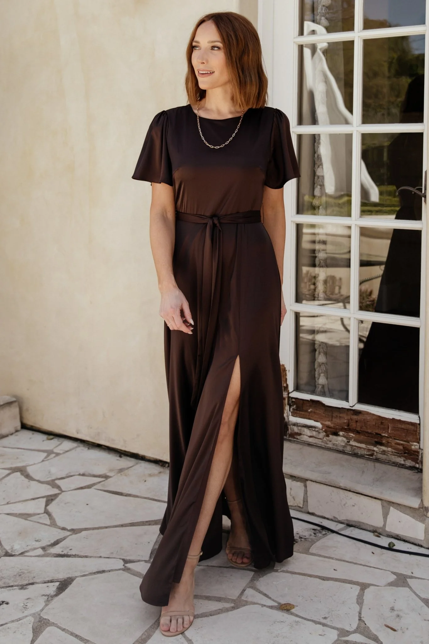 Agnes Satin Maxi Dress | Espresso - luluinthesky