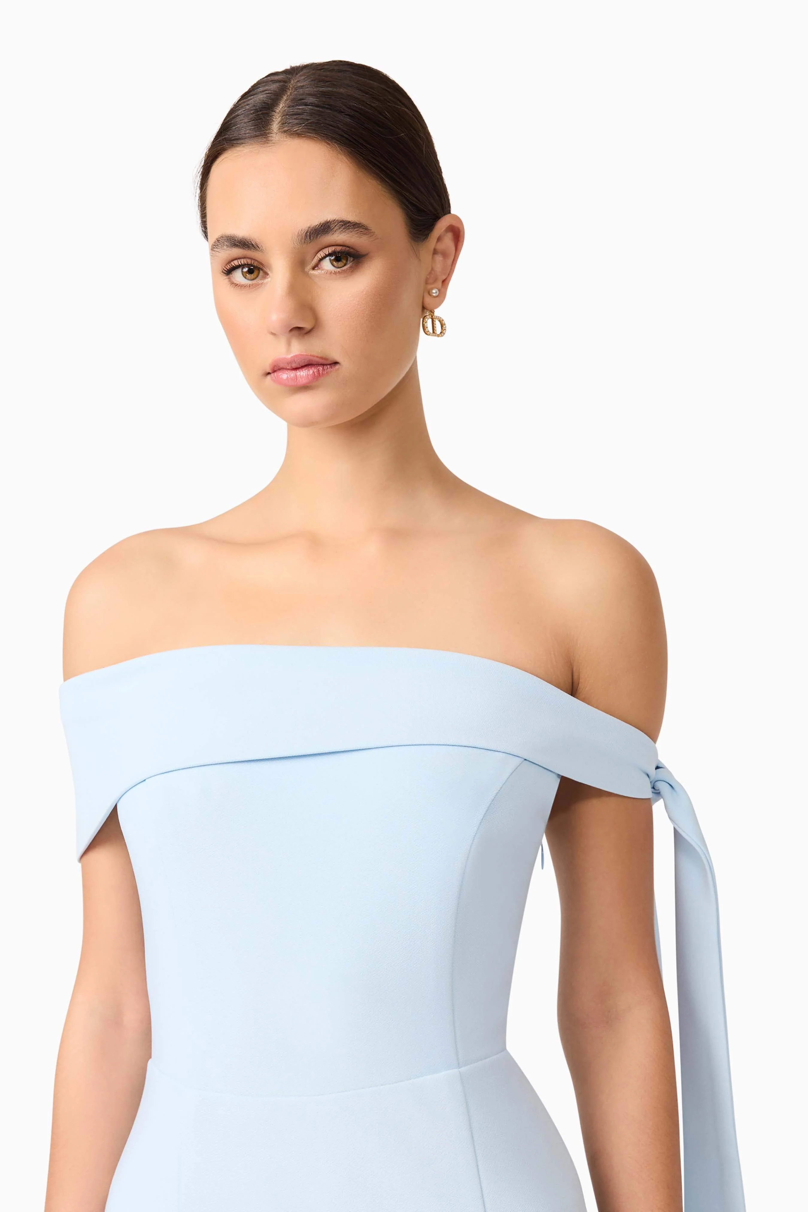 Ami Off The Shoulder Mini Dress in Blue