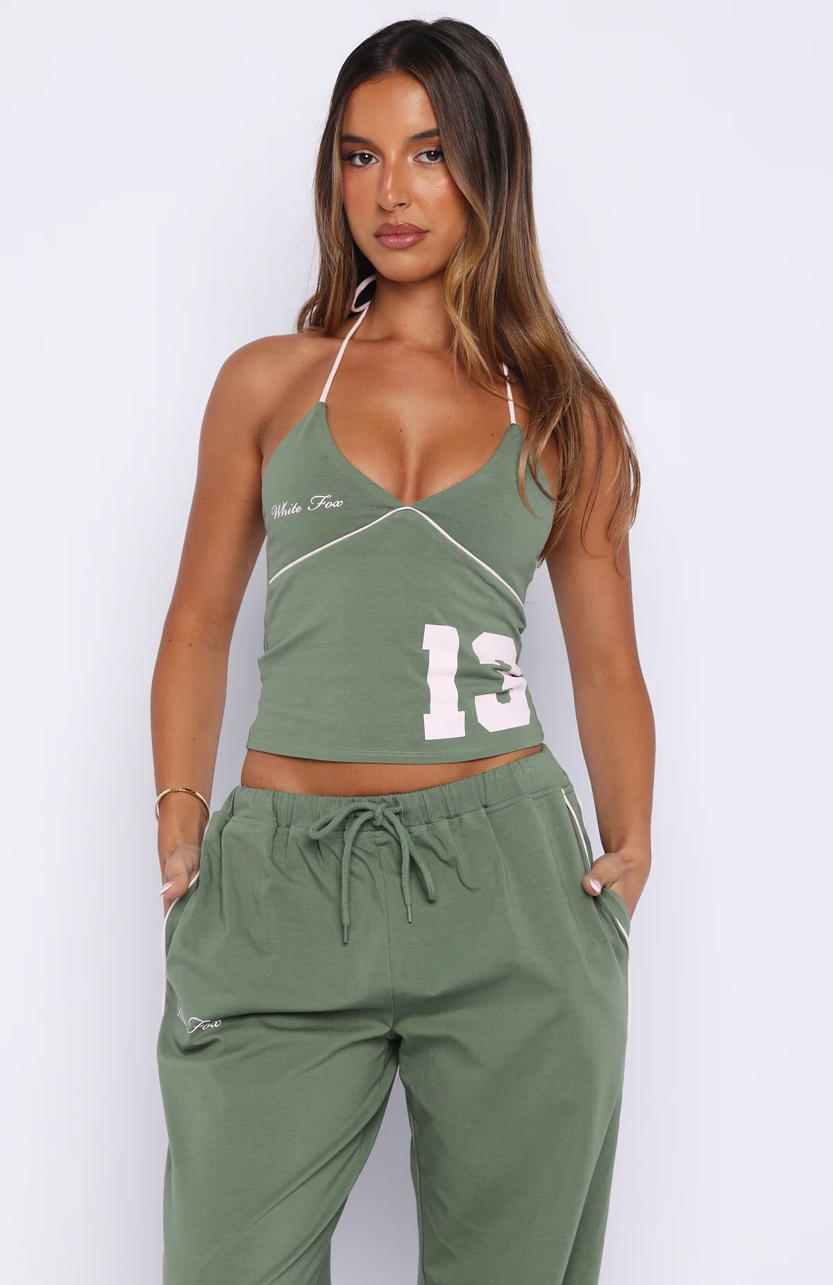 Can't Help The Feeling Halter Top Khaki