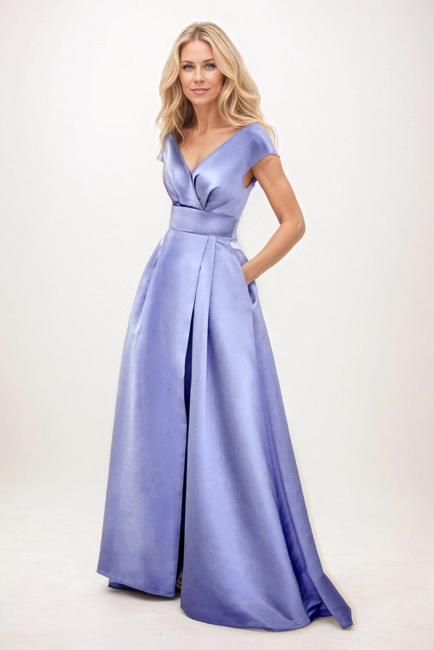 A-Line Maxi Satin Mother of the Bride Dresses CM0408