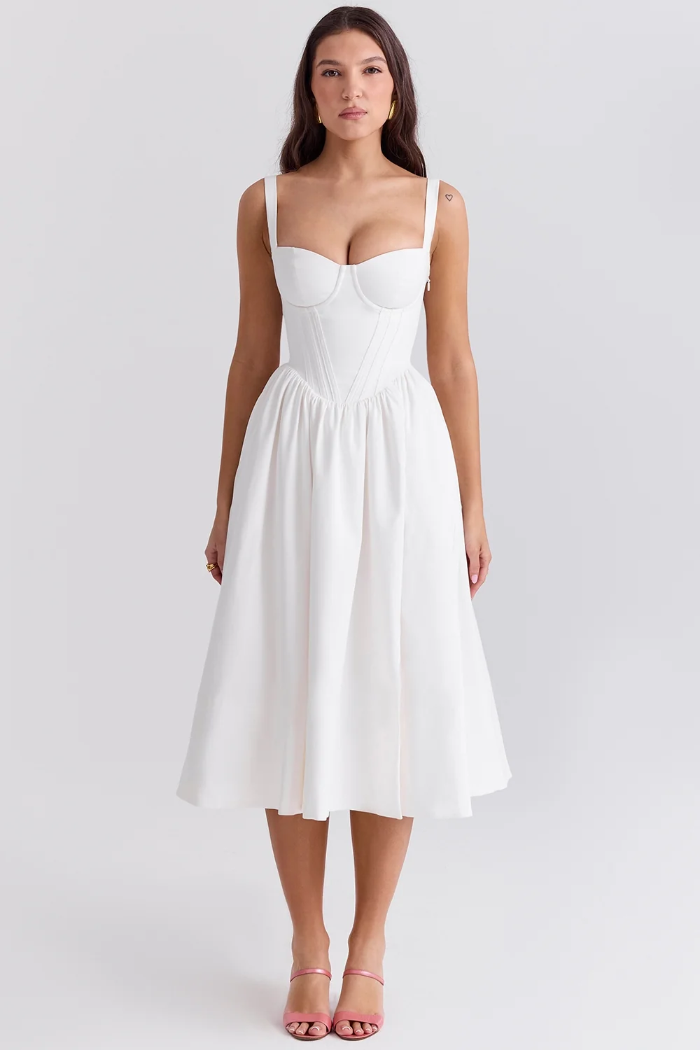 white corset midi sundress