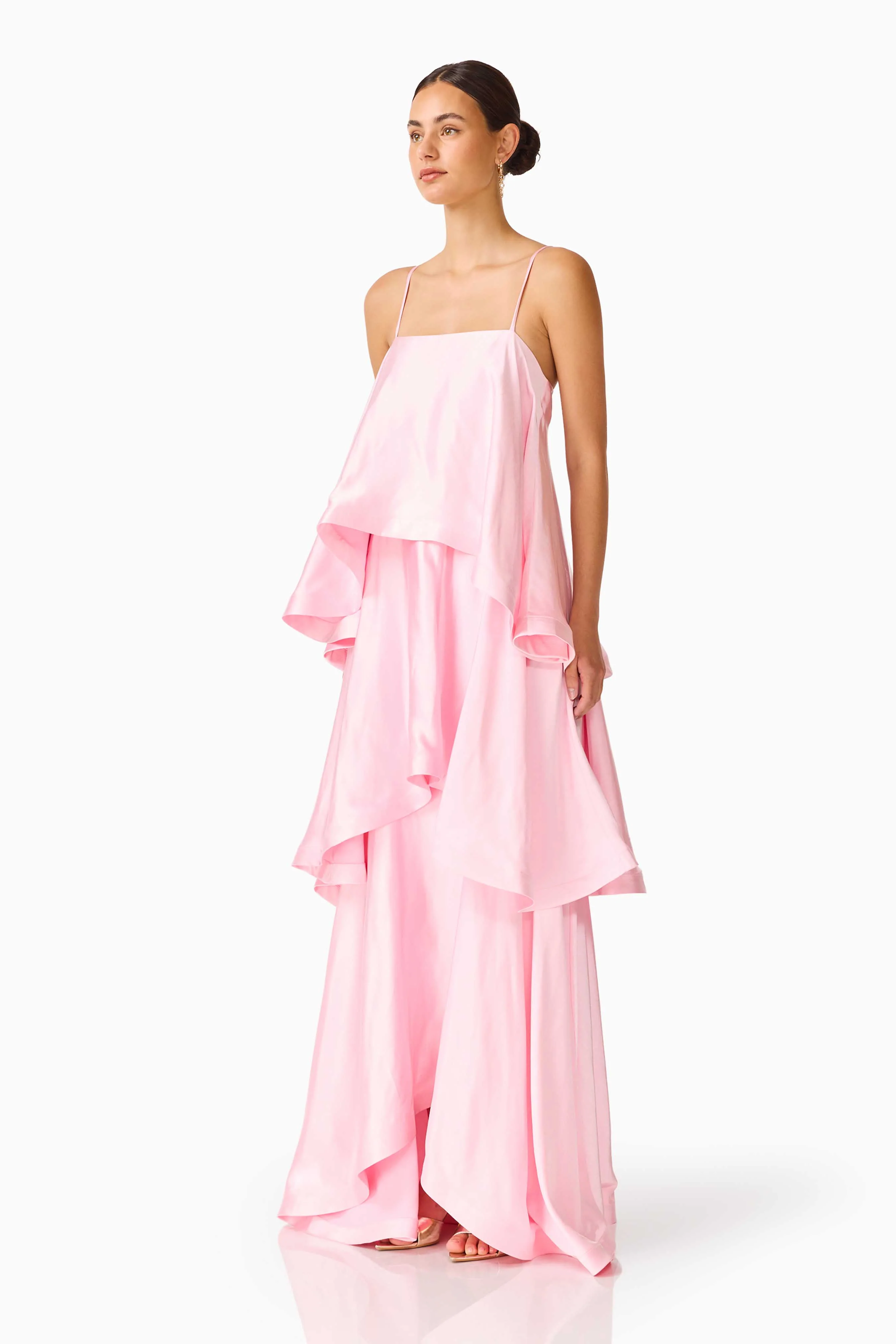 Tilly Tiered Maxi Dress in Pale Pink