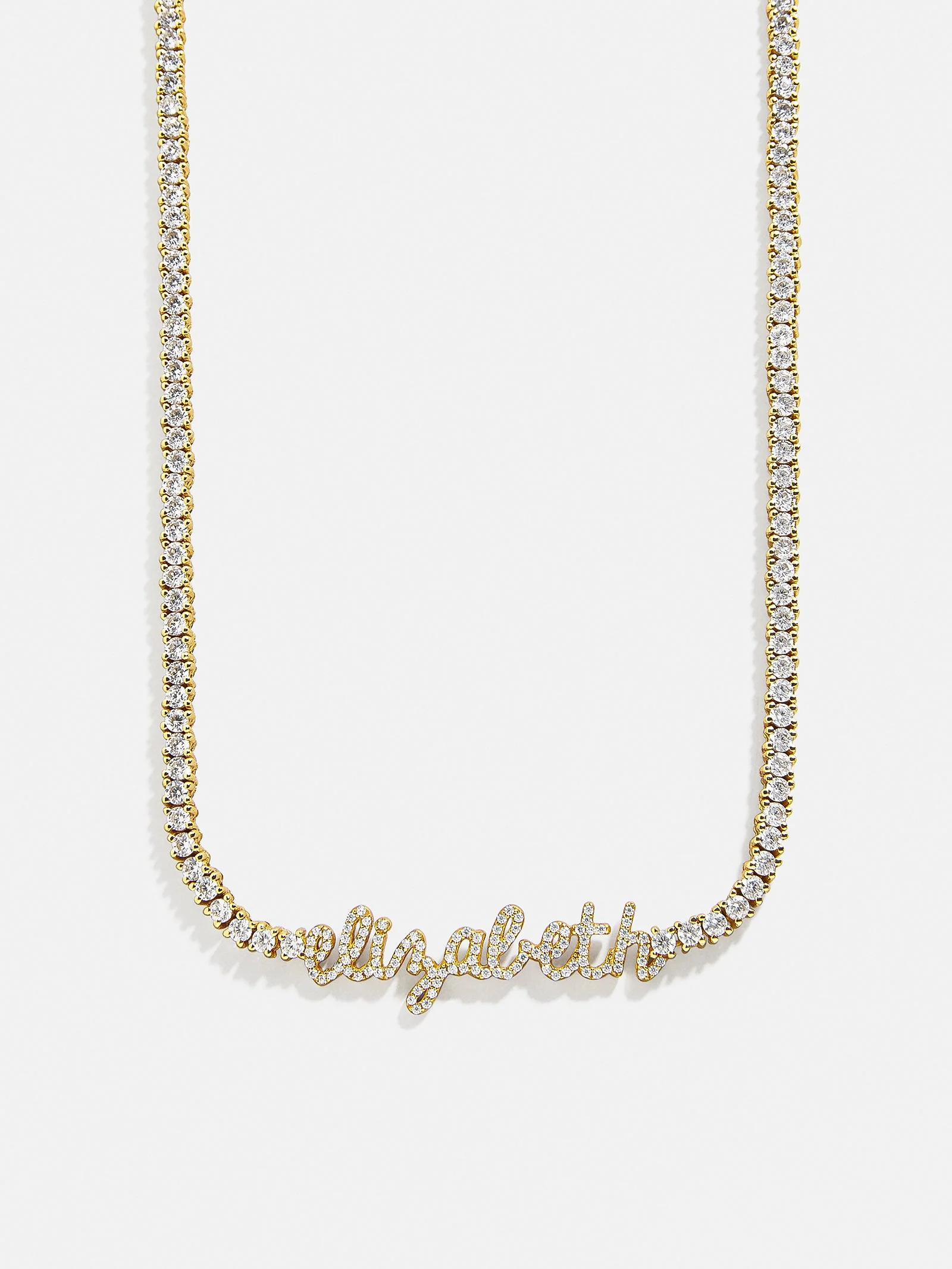 Billie 14K Gold Tennis Custom Nameplate Necklace - Mini Script