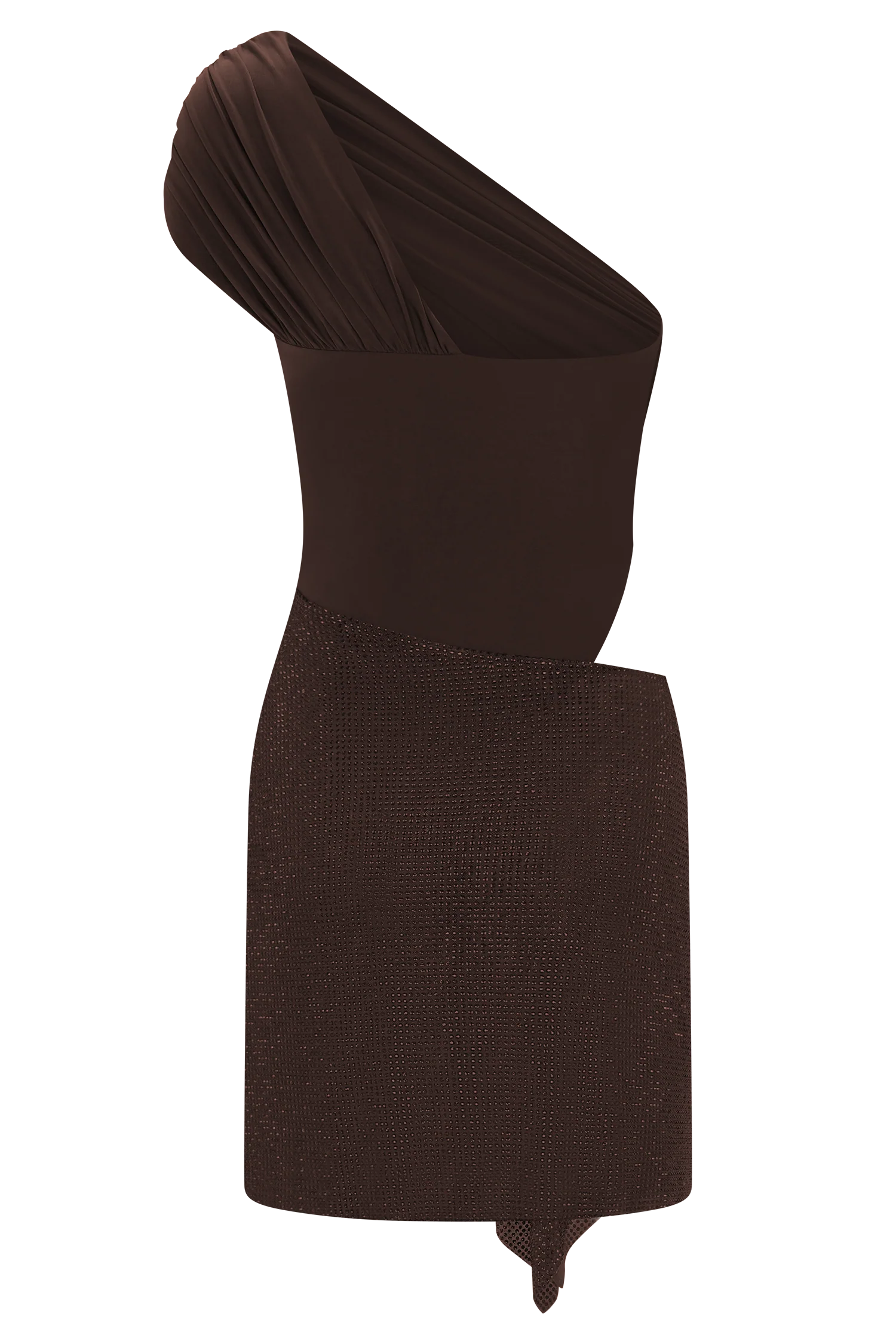 Paisley Slinky And Diamante Mini Dress - Chocolate