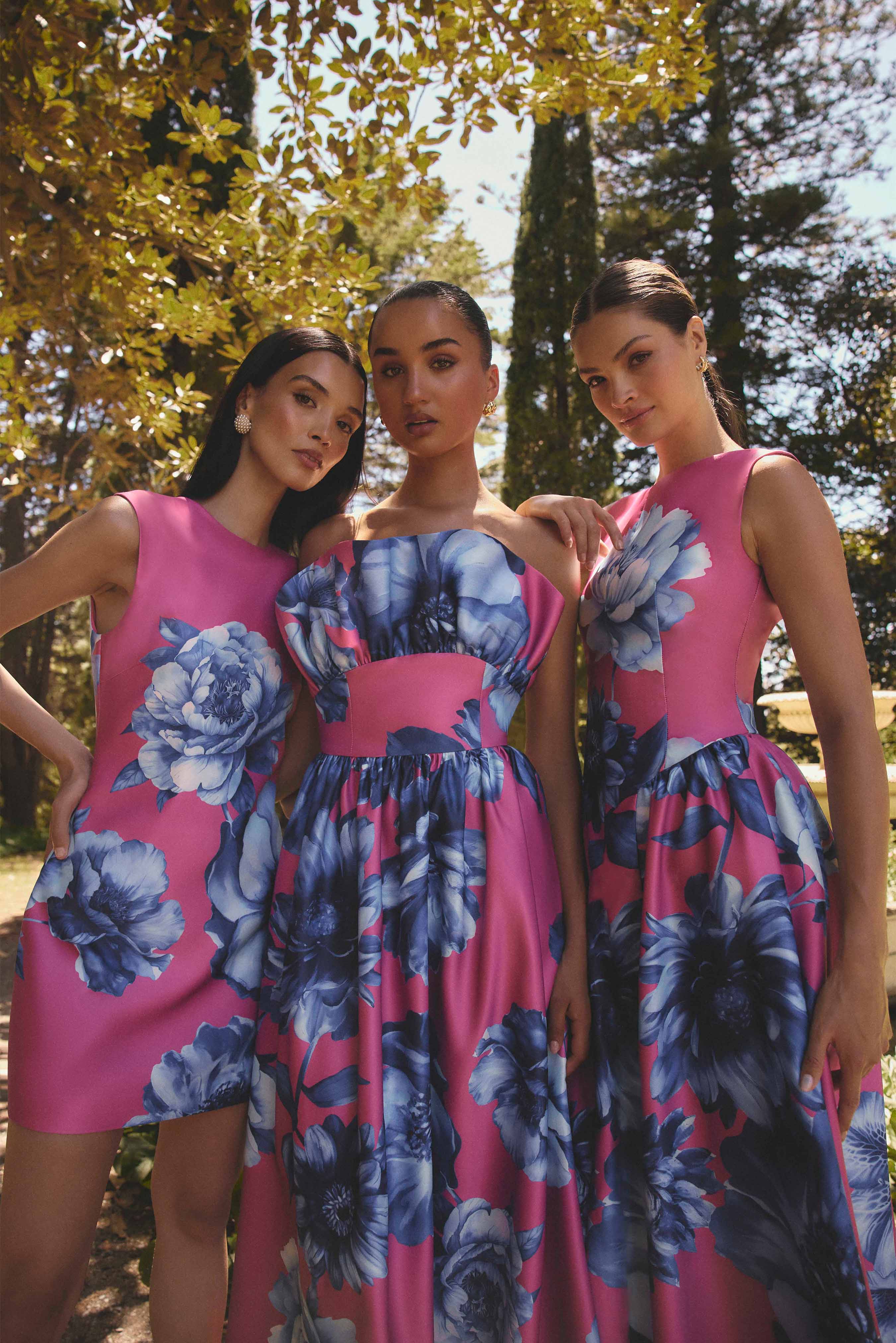 Sybella Ruffle Maxi in Pink & Blue Floral