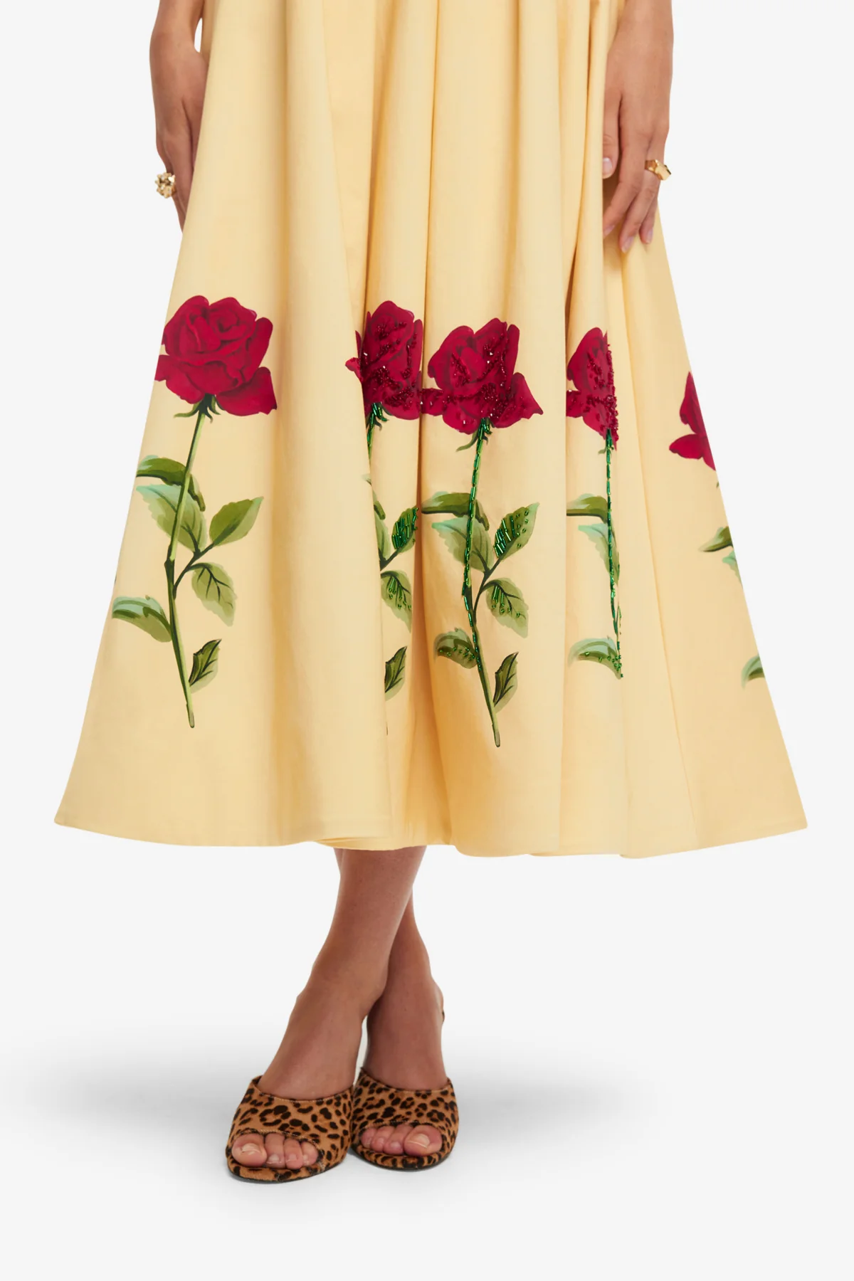 Lynn Embellished Rose Bustier Midi Dress - Butter