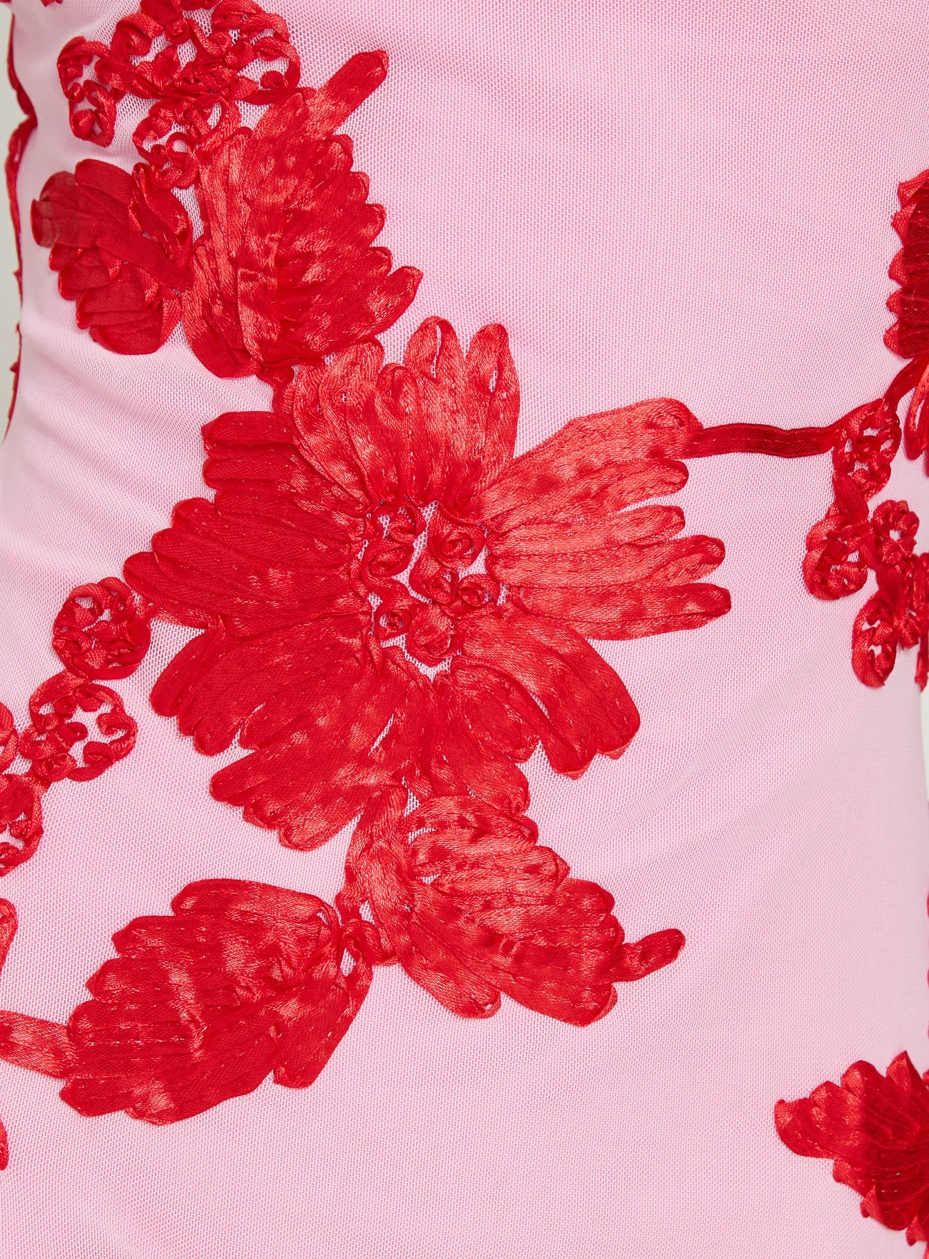 Kareina Scoop Embroidered Mini Dress Pink / Red - FASHION NOB