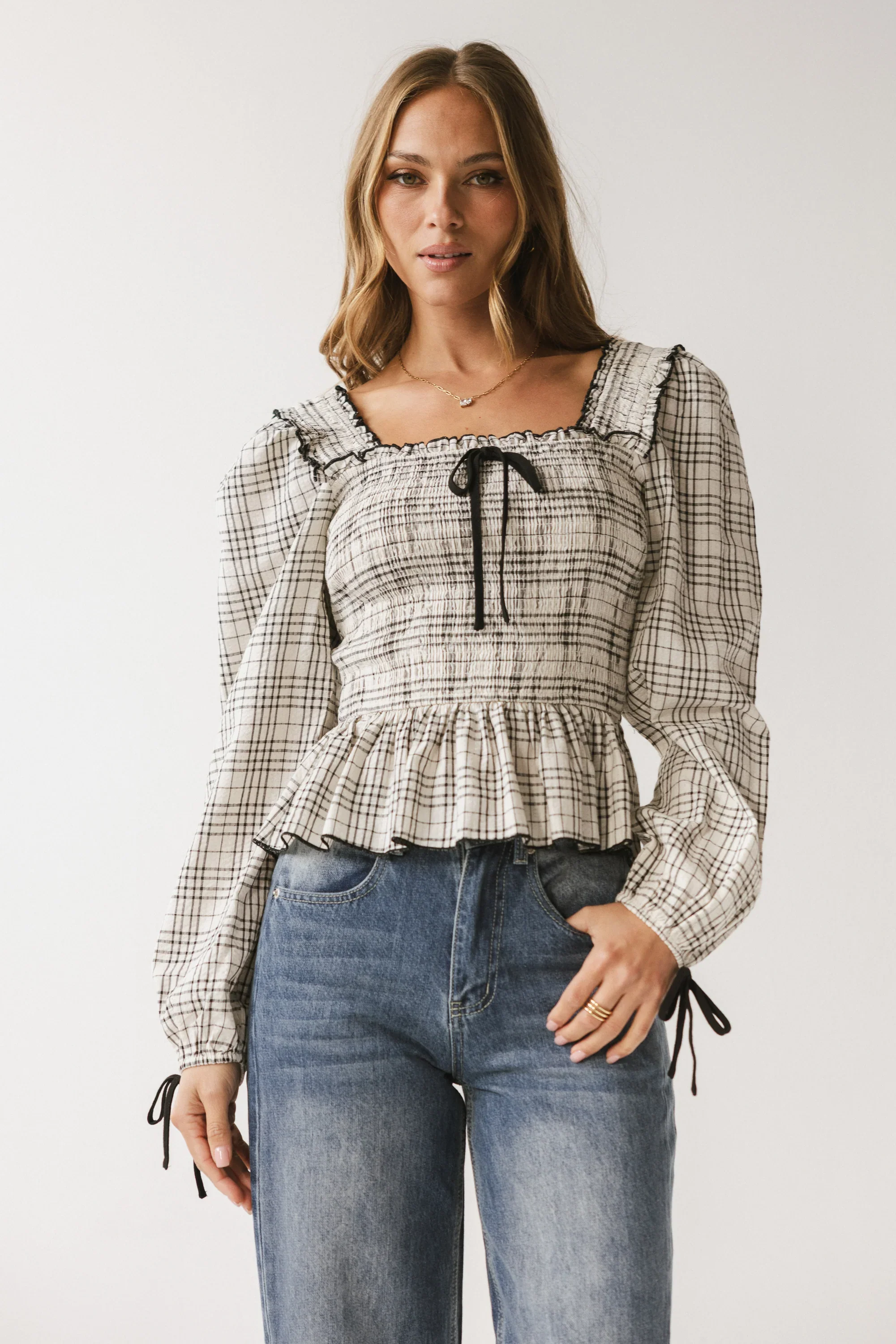 Vale Smocked Blouse in Black