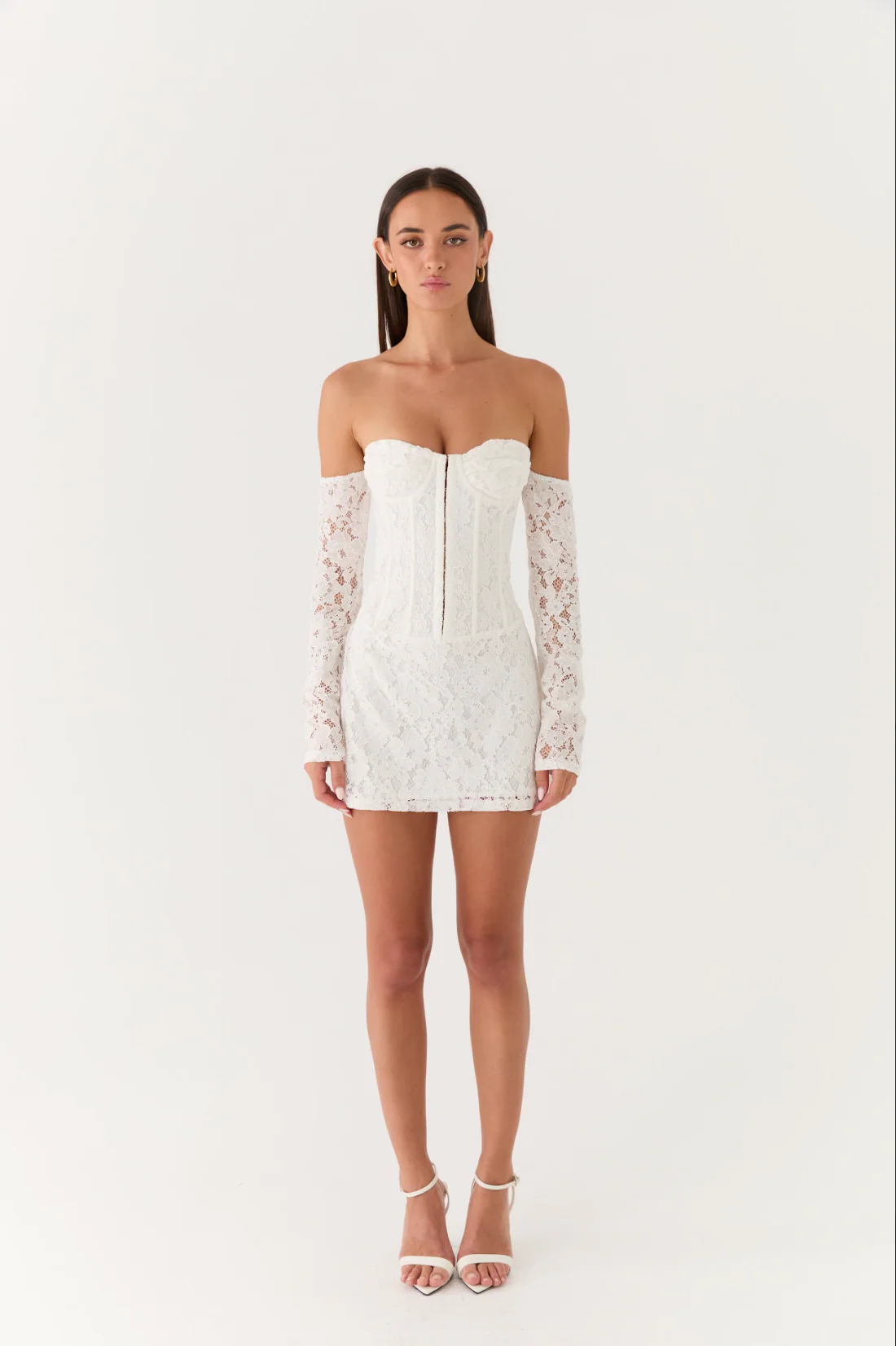Already Know Lace Long Sleeve Mini Dress - White