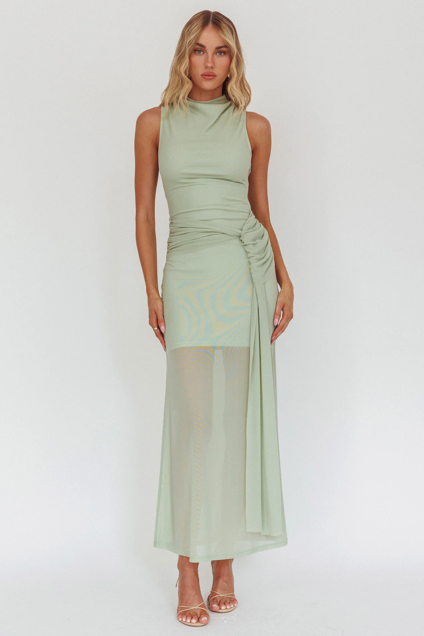 Girl's Night Waist Sash Maxi Dress Sage