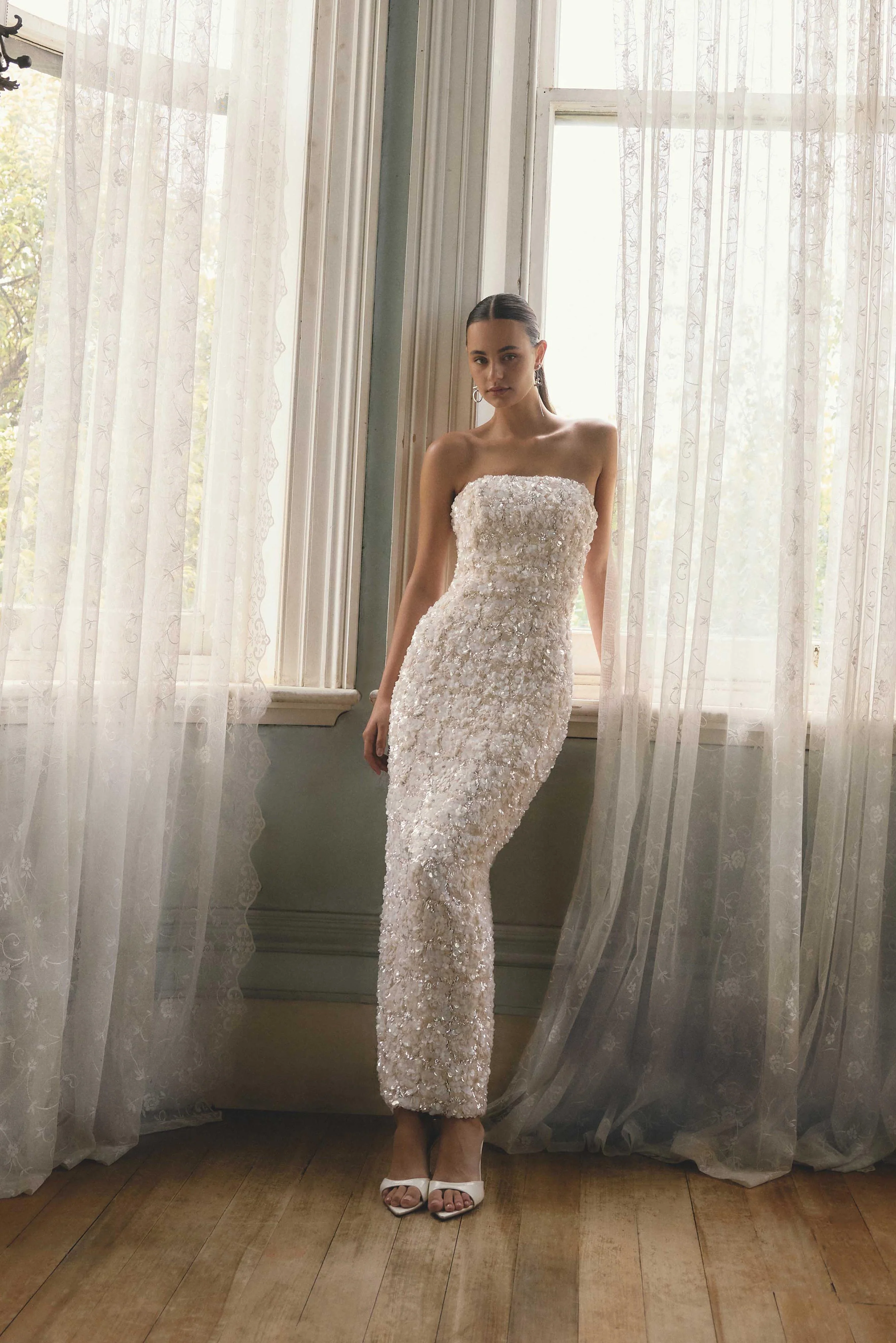 Silvana Column Gown in Cream