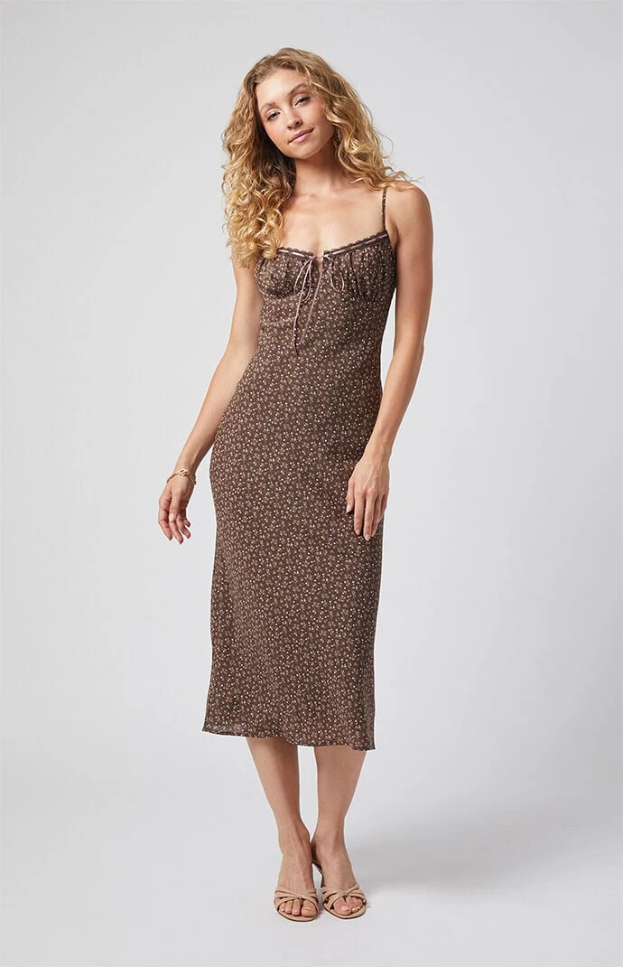 Beverly and Beck Daisy Floral Tie Front Midi Dress