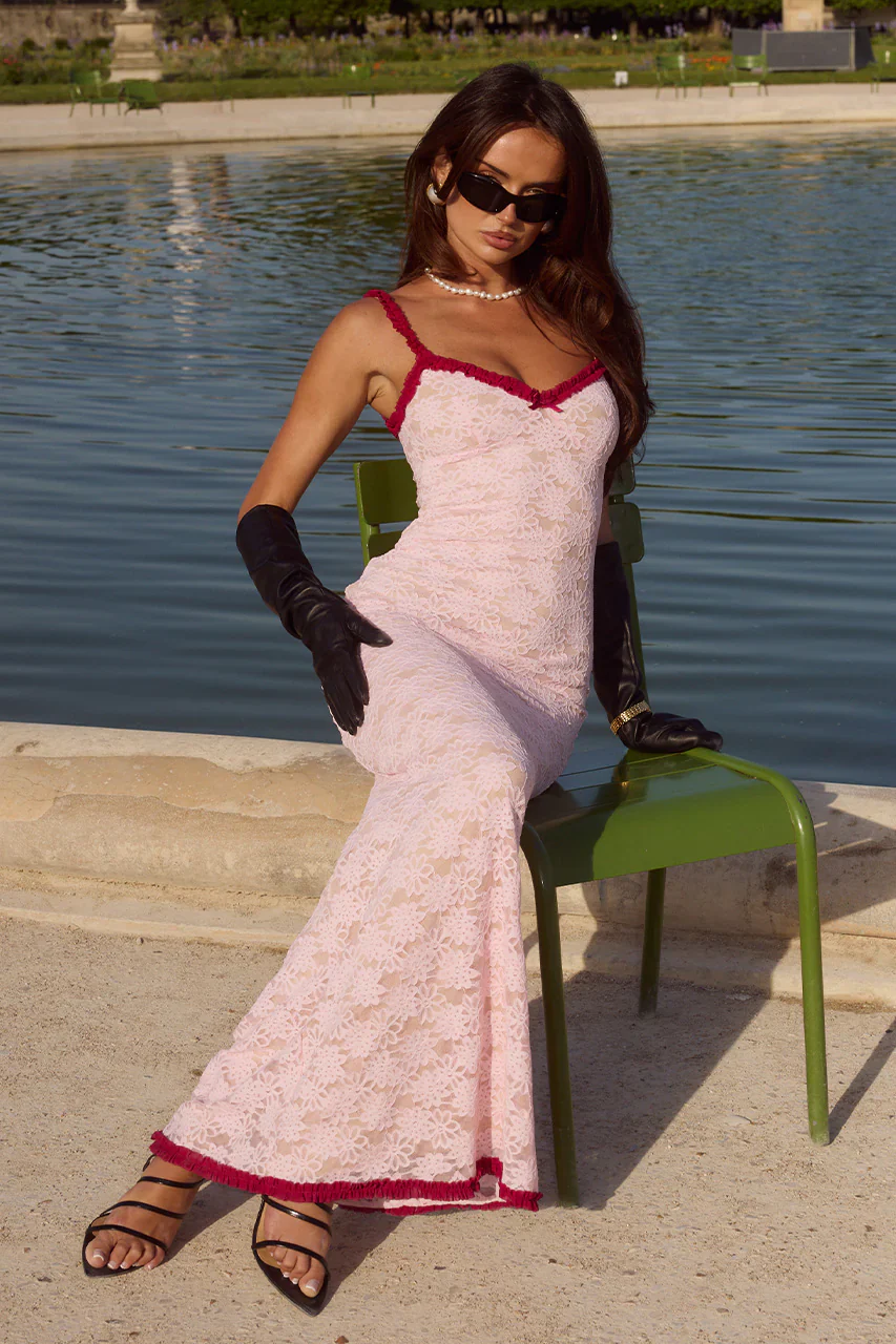 SARTA LACE MAXI DRESS - MUSK