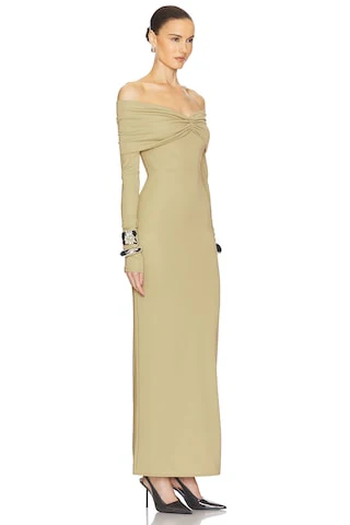 Matte Jersey Off Shoulder Maxi Dress