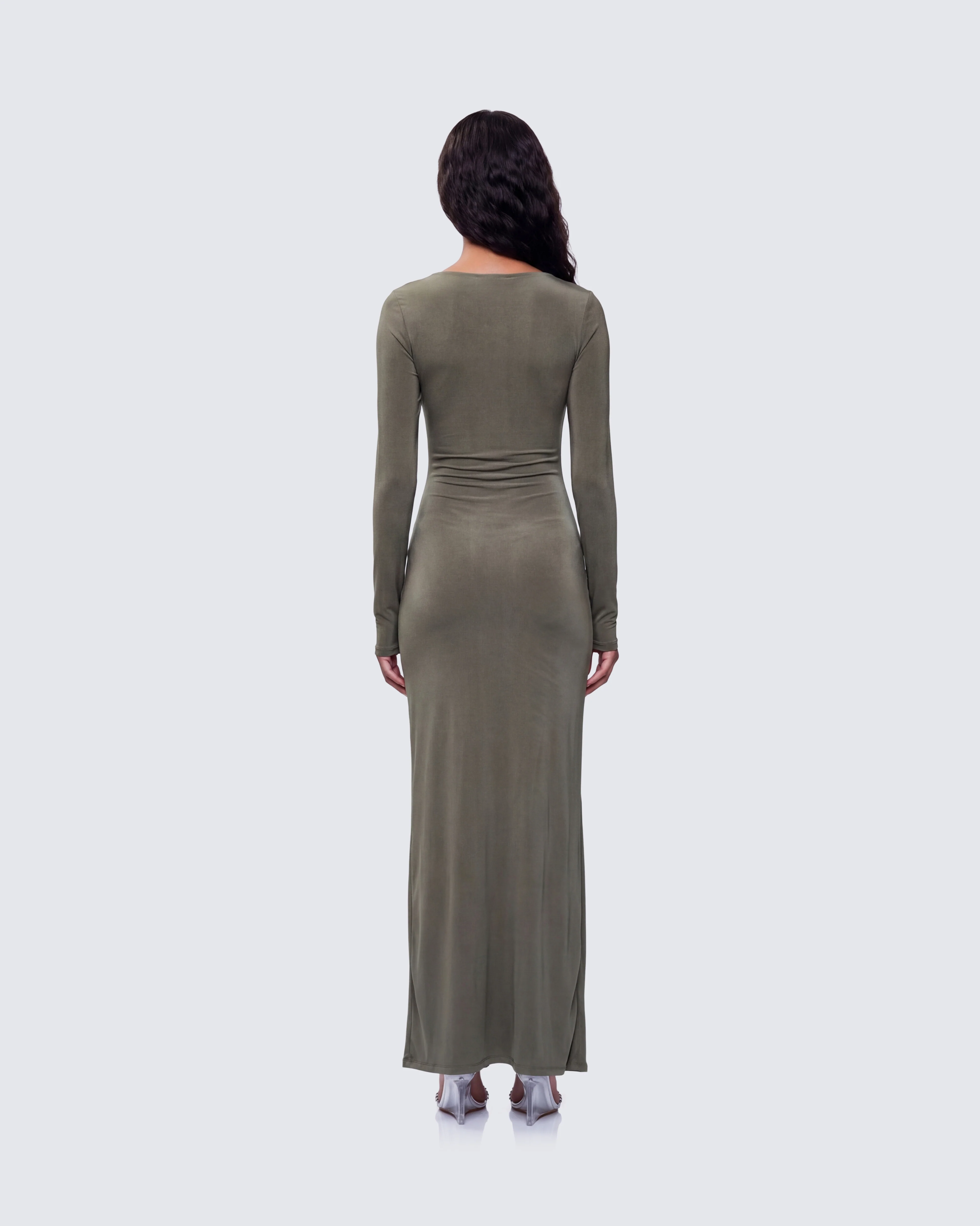 Isley Green Cut Out Ruched Maxi Dress