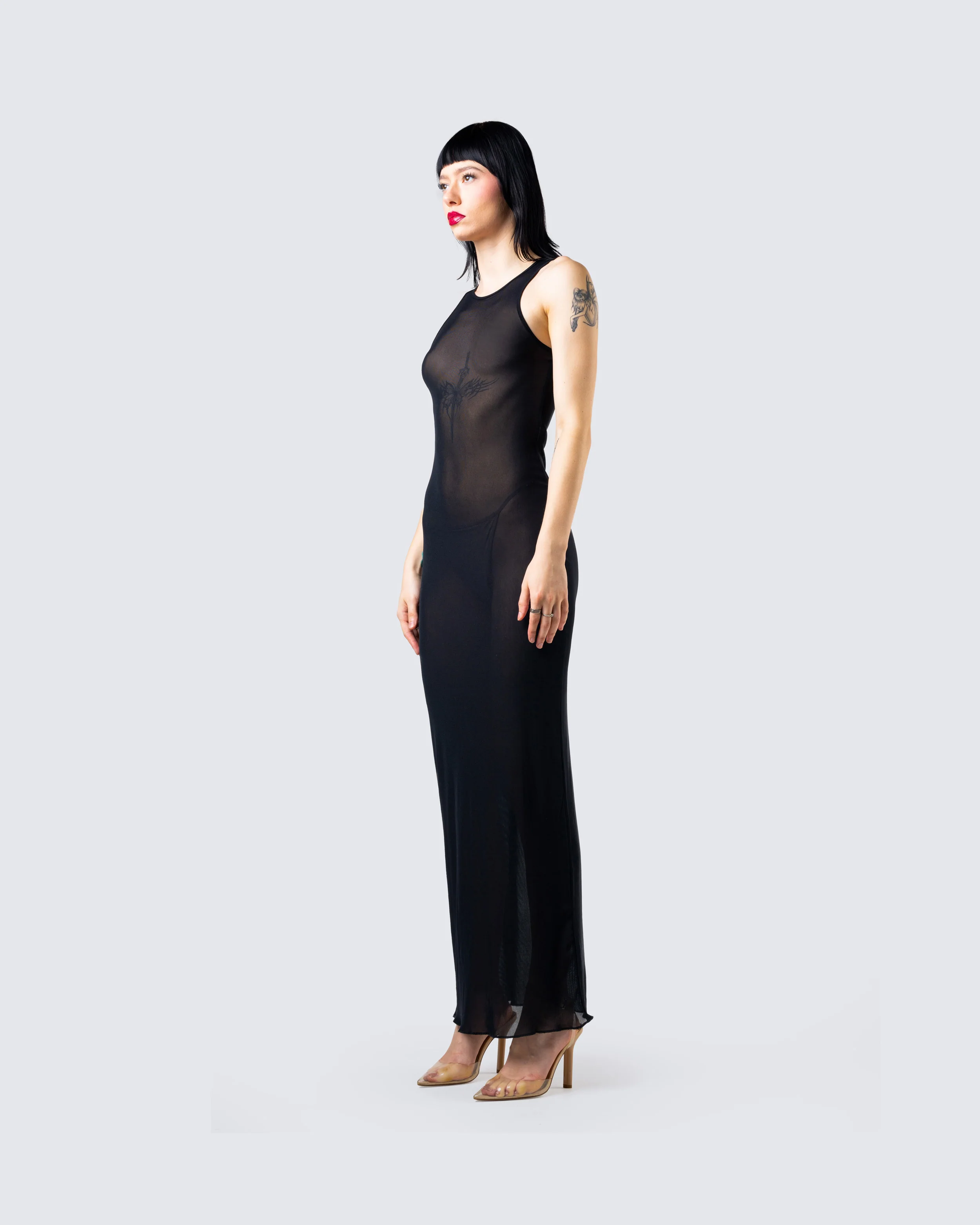 Rosario Black Mesh Maxi Dress
