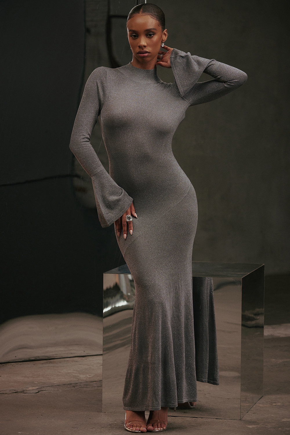 Steel Metallic Maxi Dress