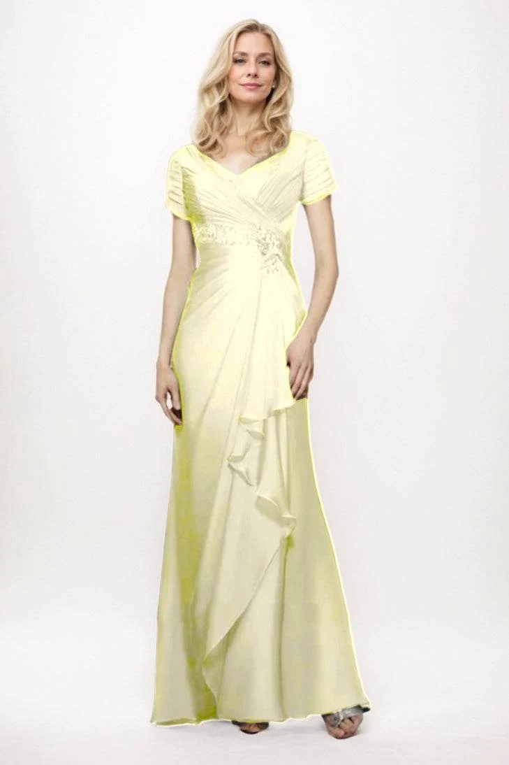 Sheath-Column Maxi Chiffon Mother Of The Bride Dress CM0277