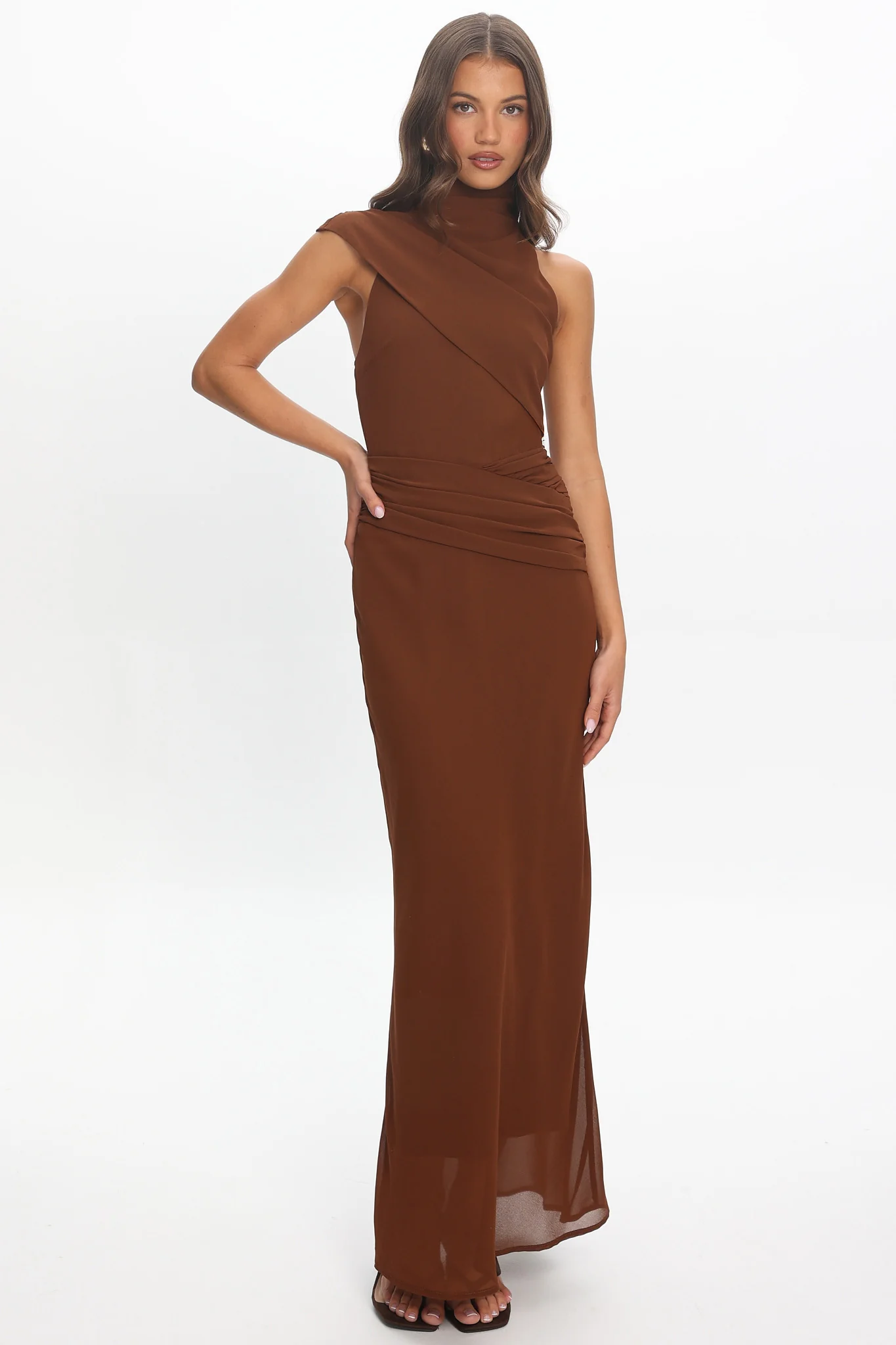 Renata High Neck Maxi Dress Cocoa