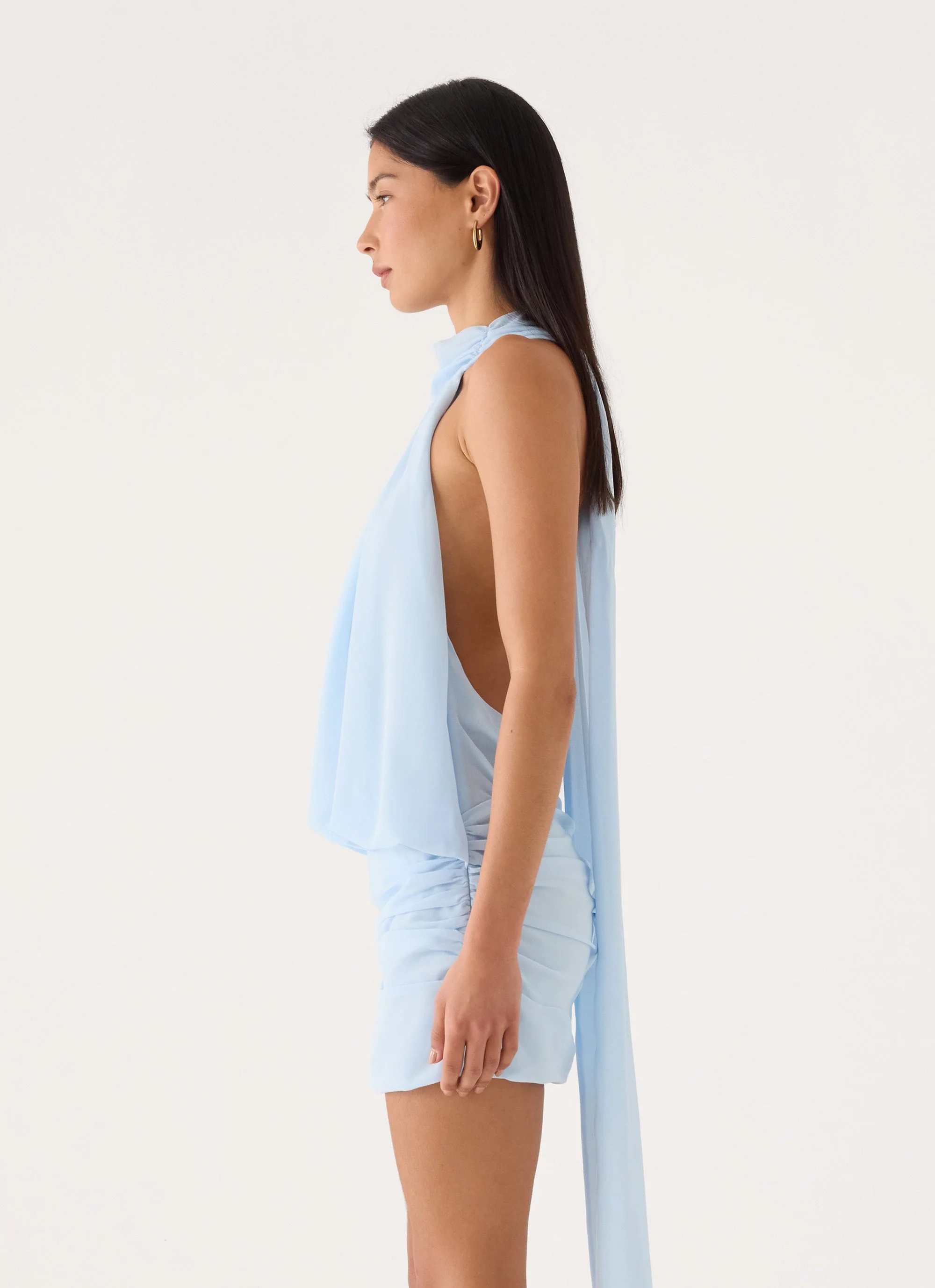 Verbina Scarf Mini Dress - Blue - luluinthesky