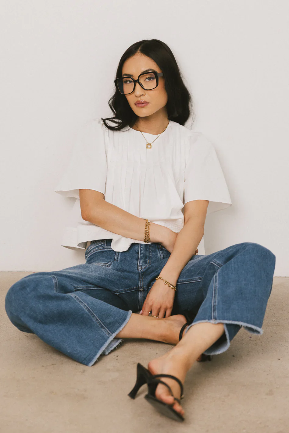 Isha Pleated Top in White