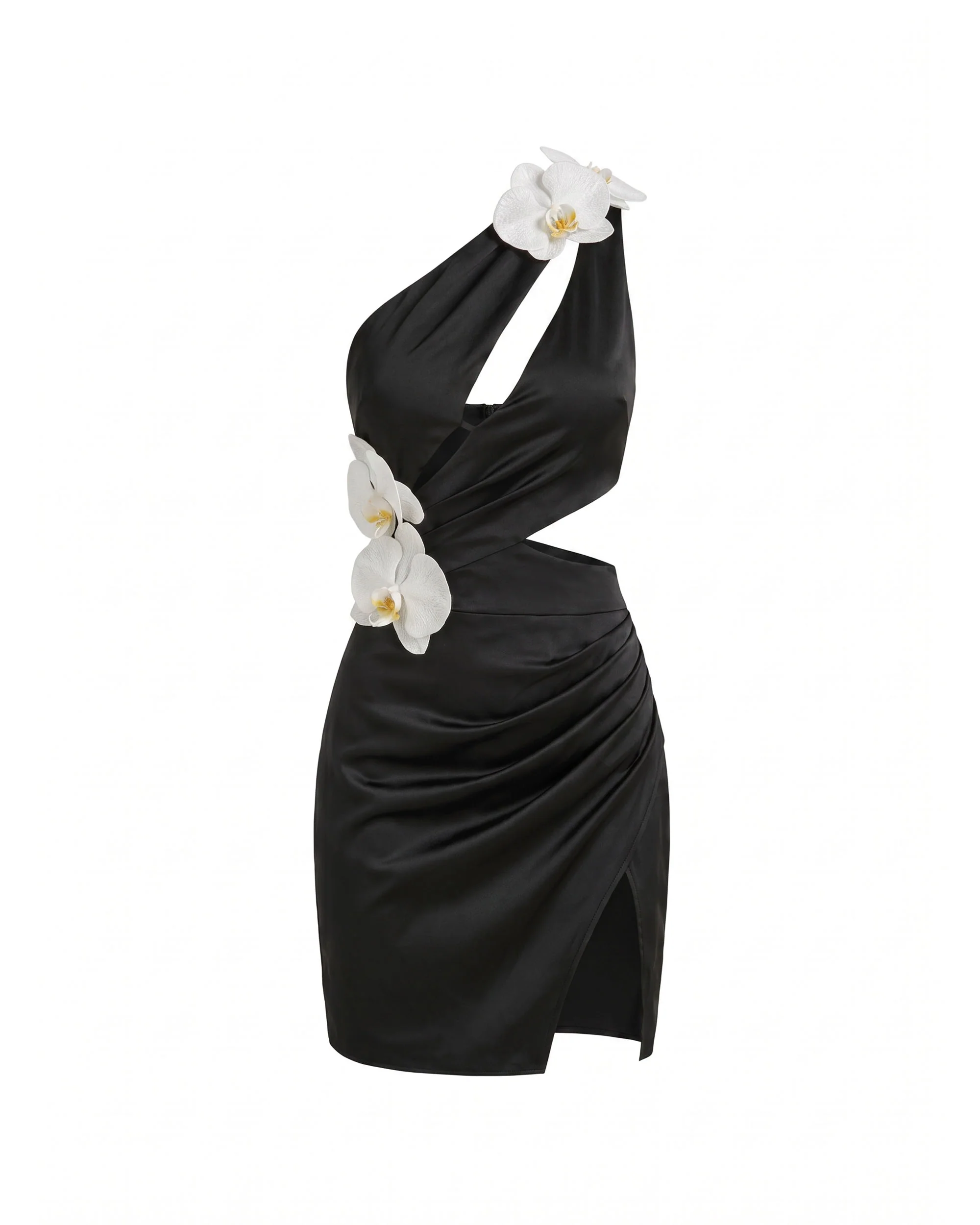 Orchid Embellished Cutout Mini Dress - Black - luluinthesky