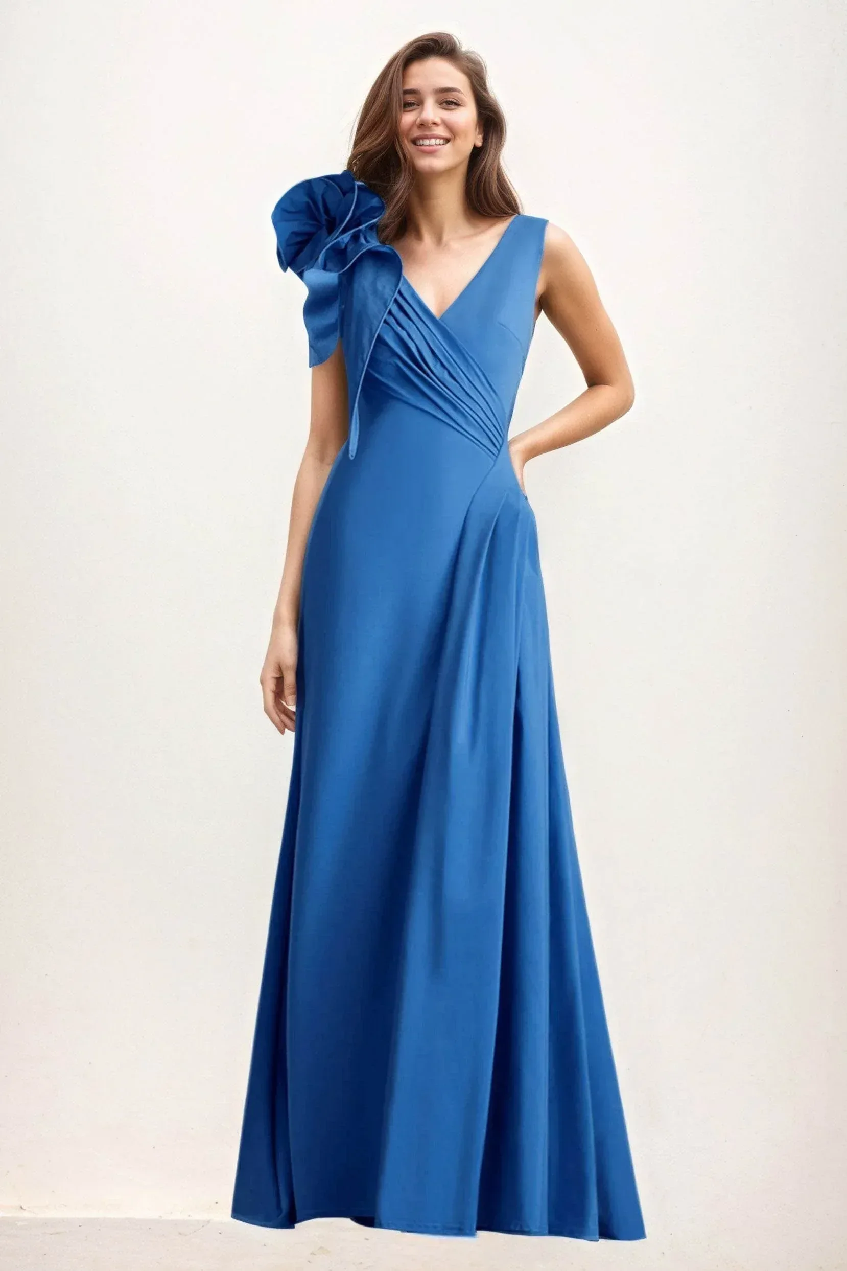 A-Line Maxi Elastic Cloth Wedding Guest Dress CG0275