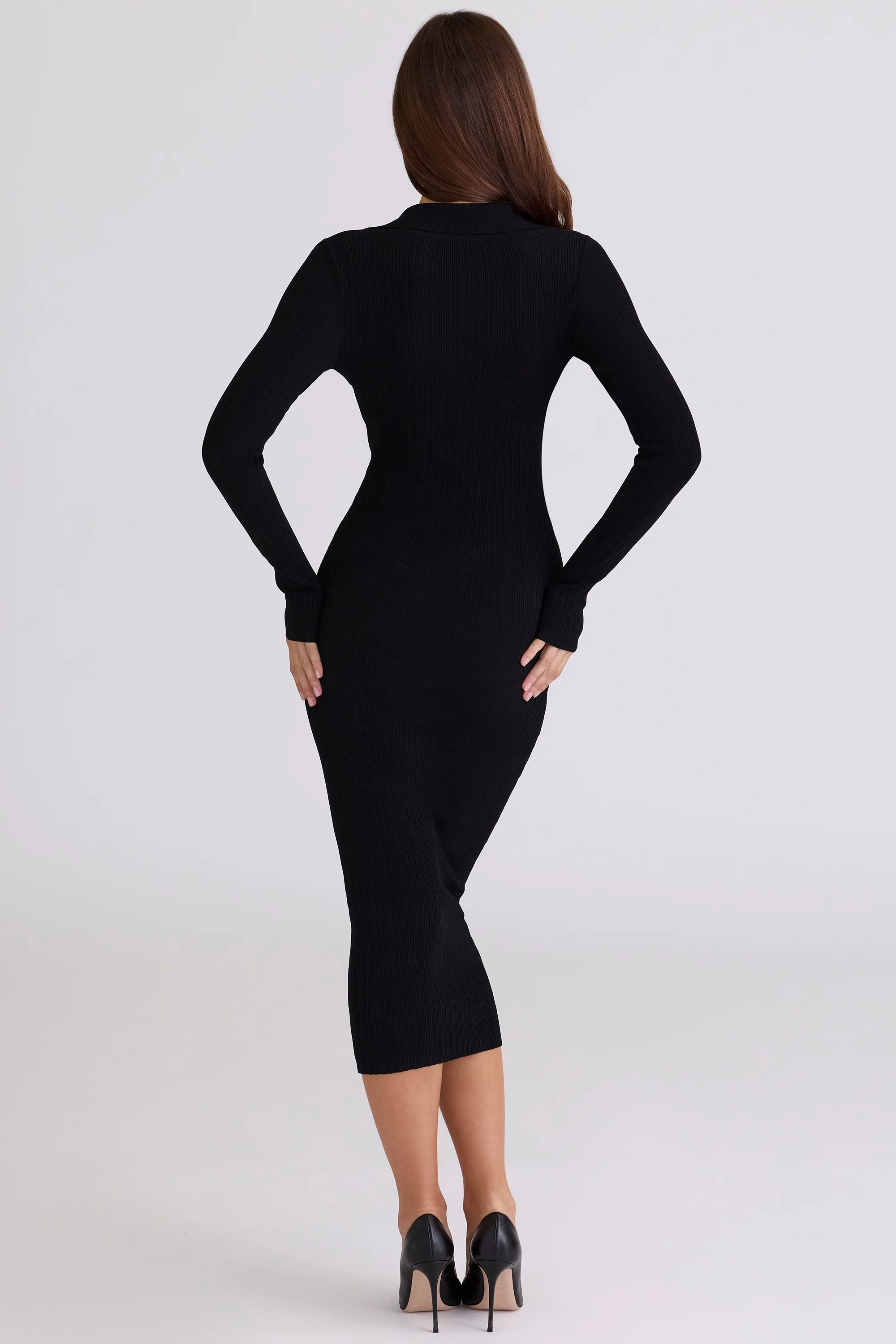 Black Long Sleeve Midi Dress