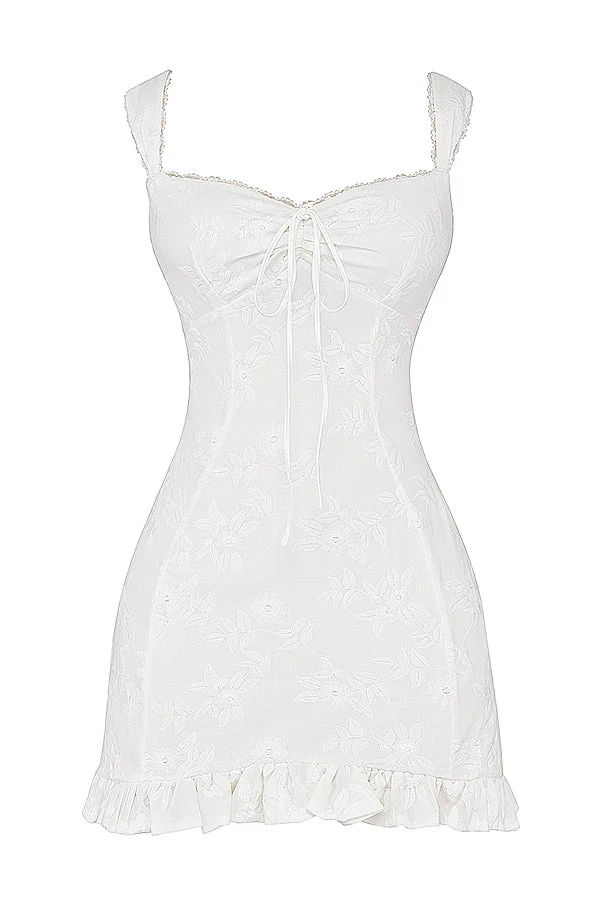 white embroidered mini dress