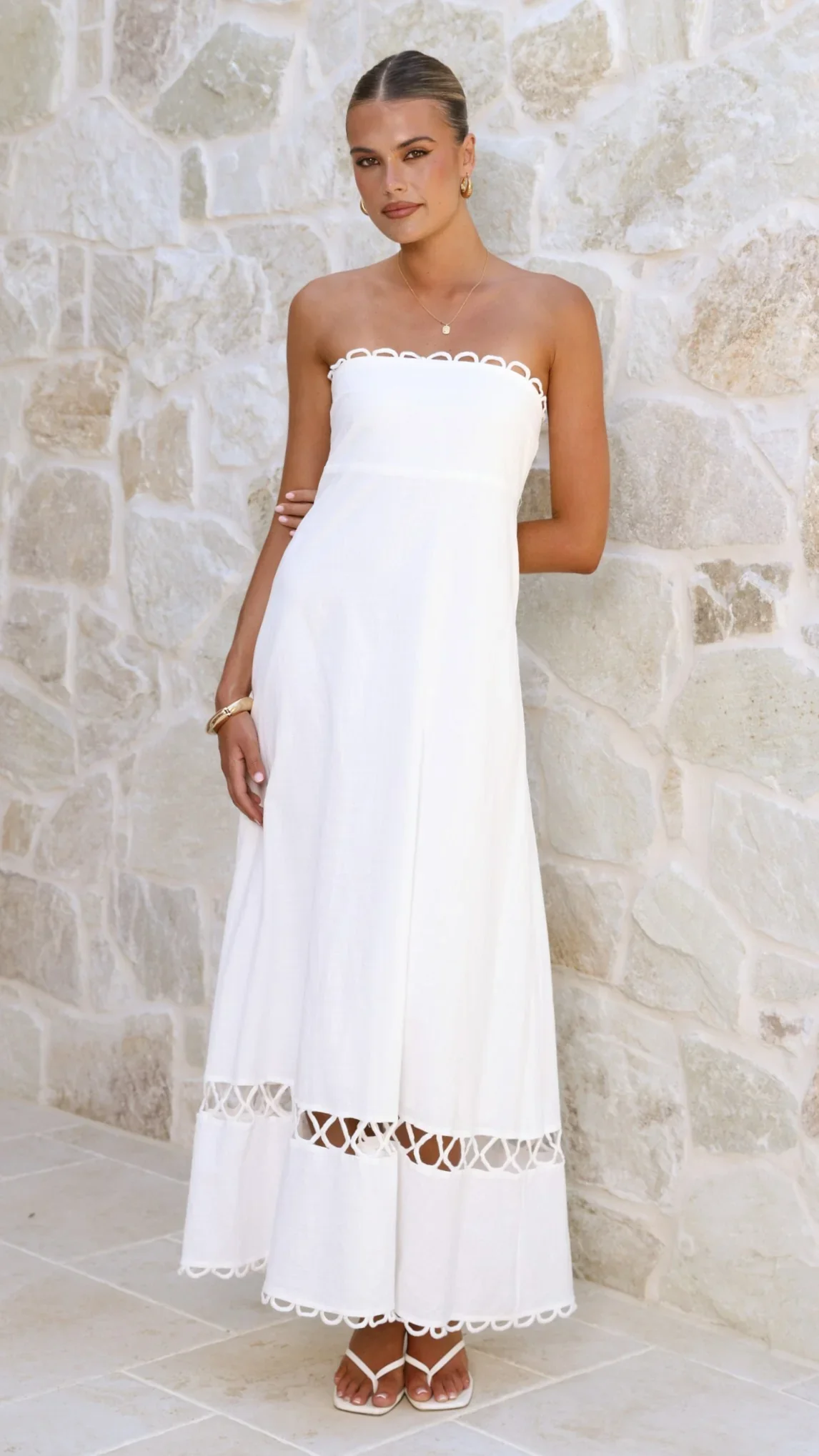 Caressa Maxi Dress - White - luluinthesky