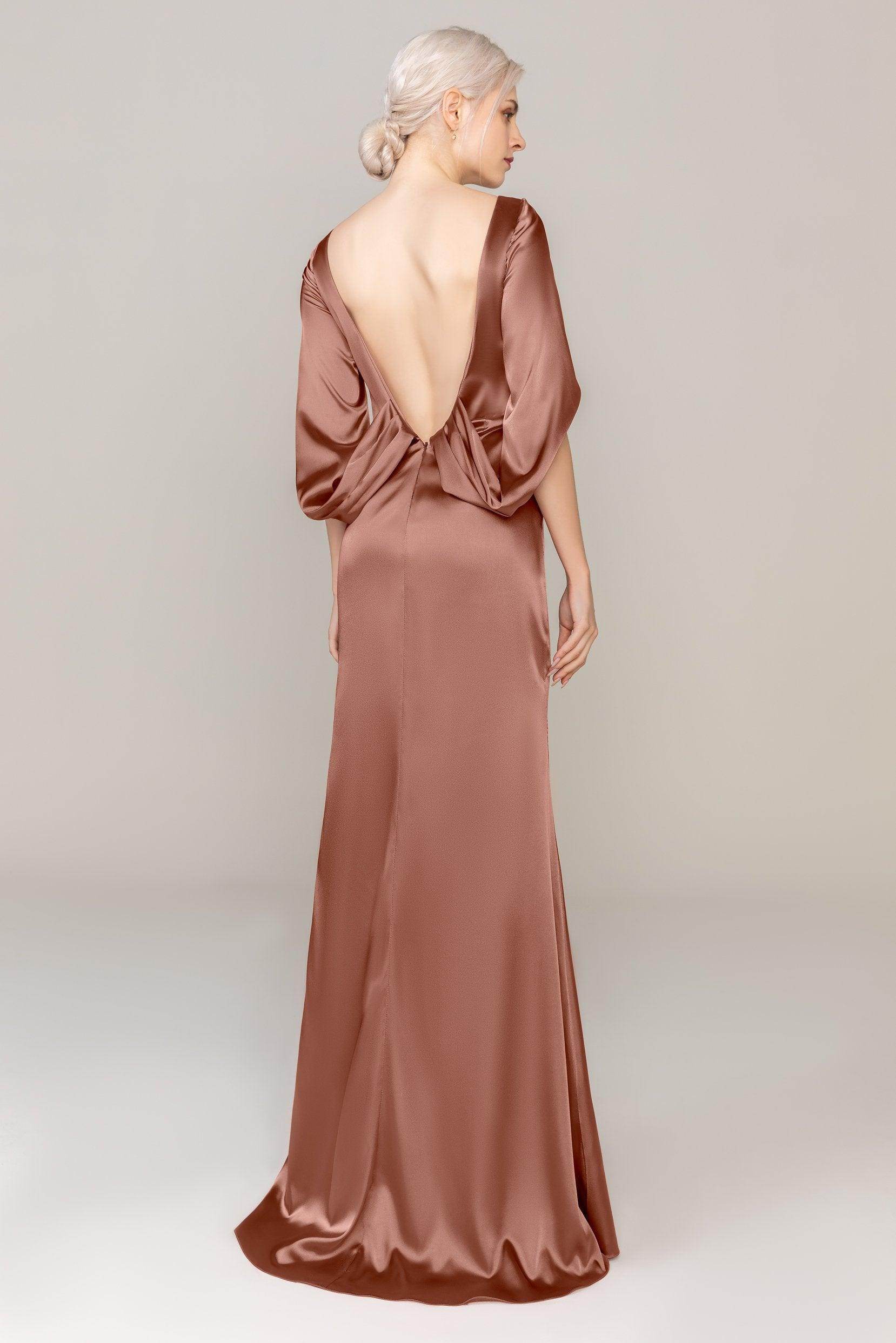 Sheath Sweep Train Luxe Satin Dress CS0314