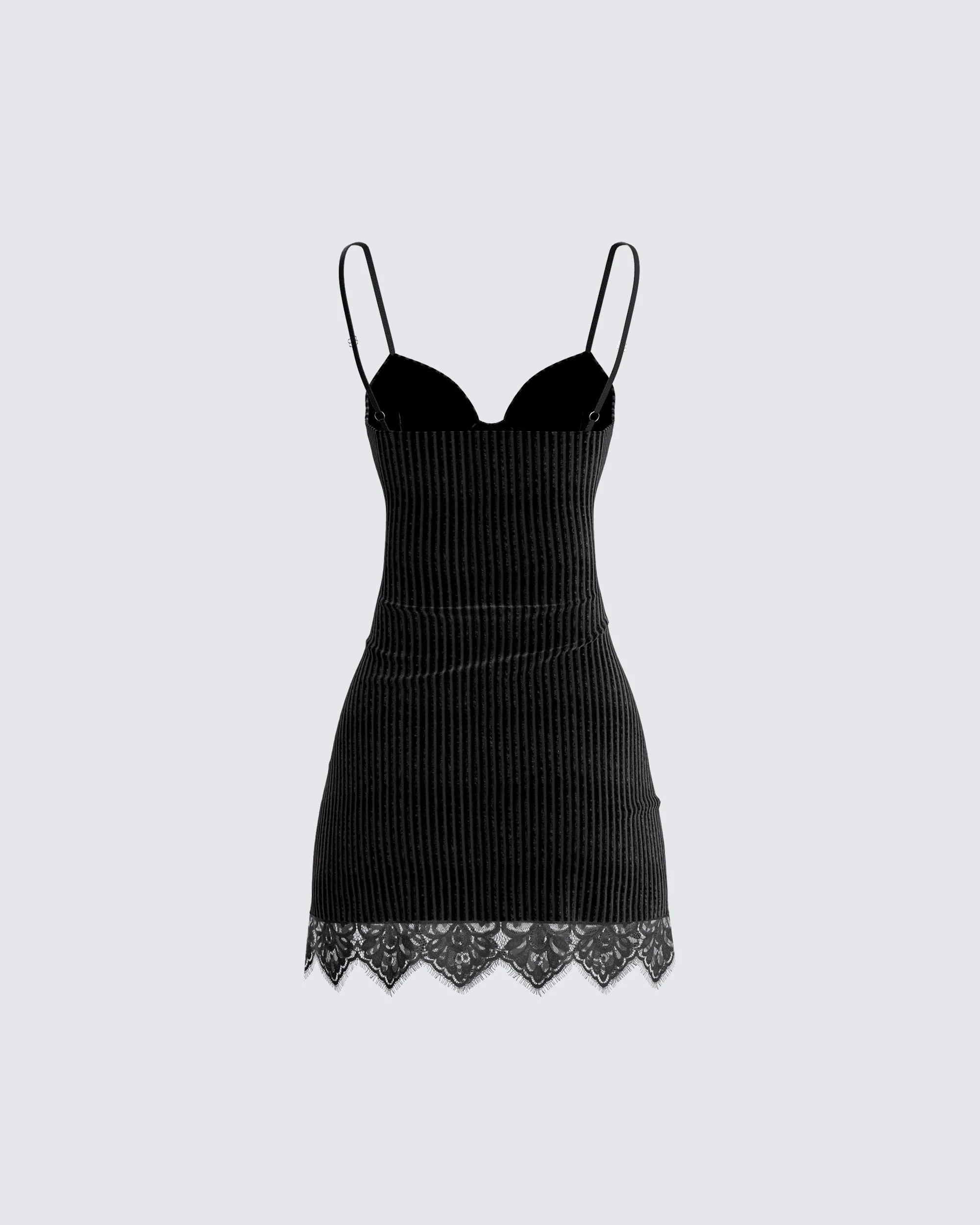 Yira Black Lace Trimmed Dress