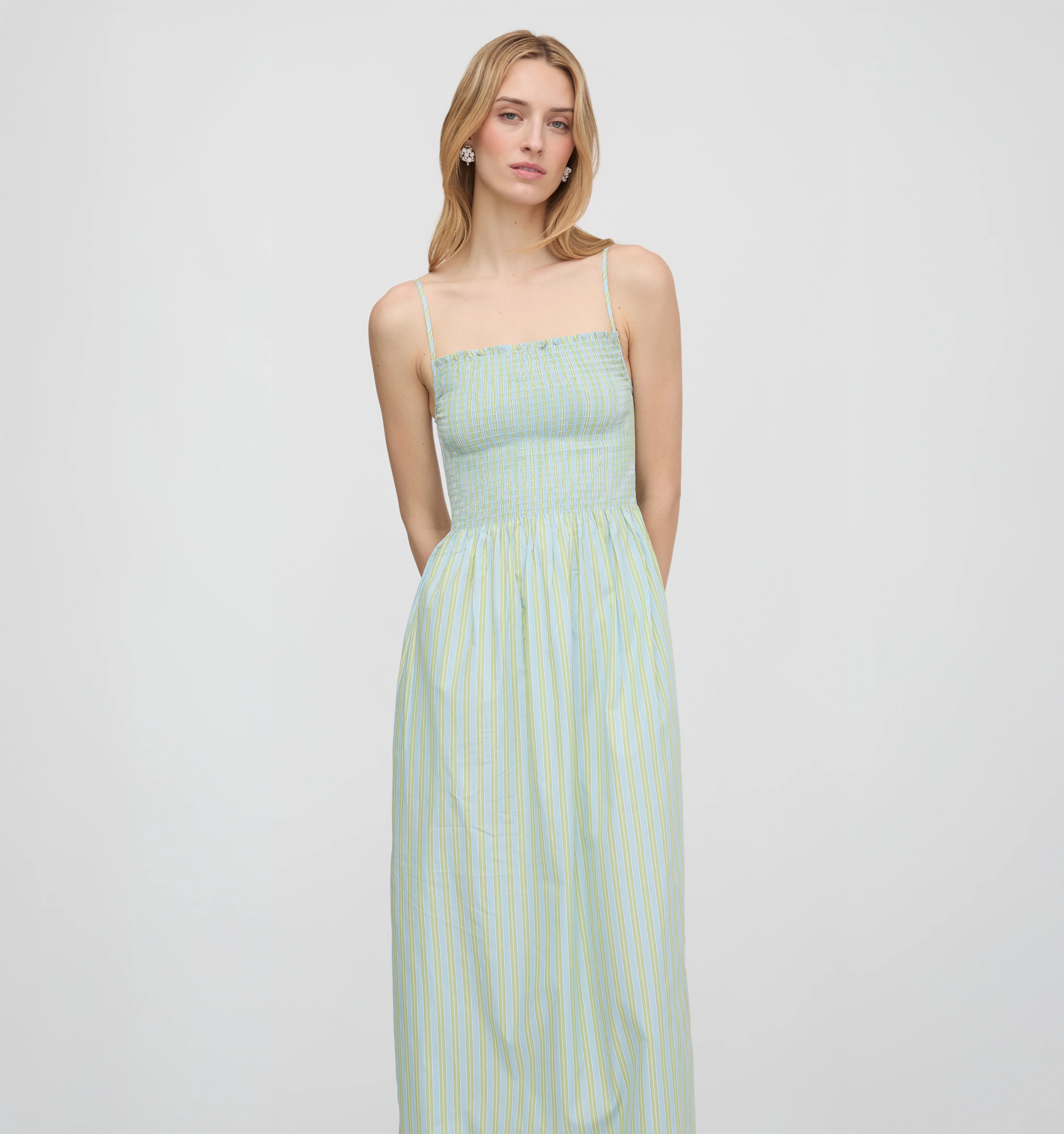 The Isabel Nap Dress - Blue/Green Stripe
