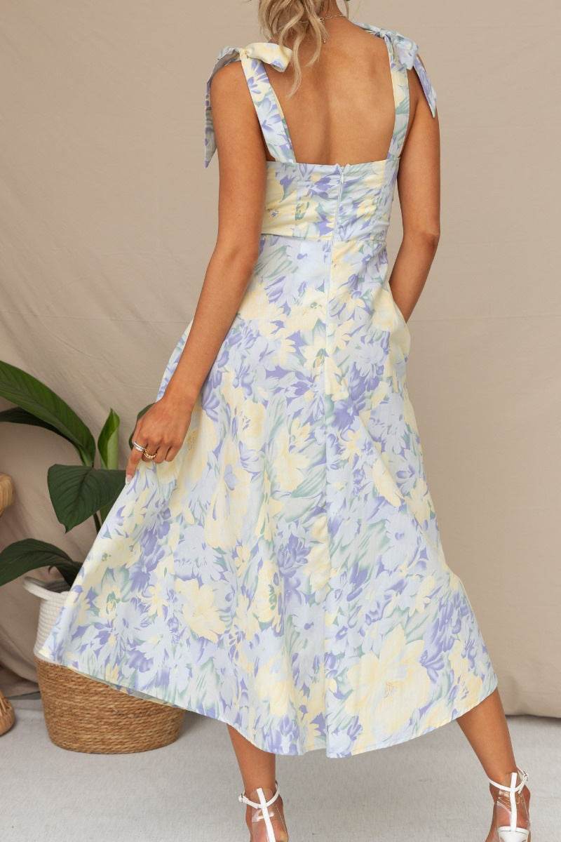 A-Line Midi Printed Chiffon Dress 782420913896