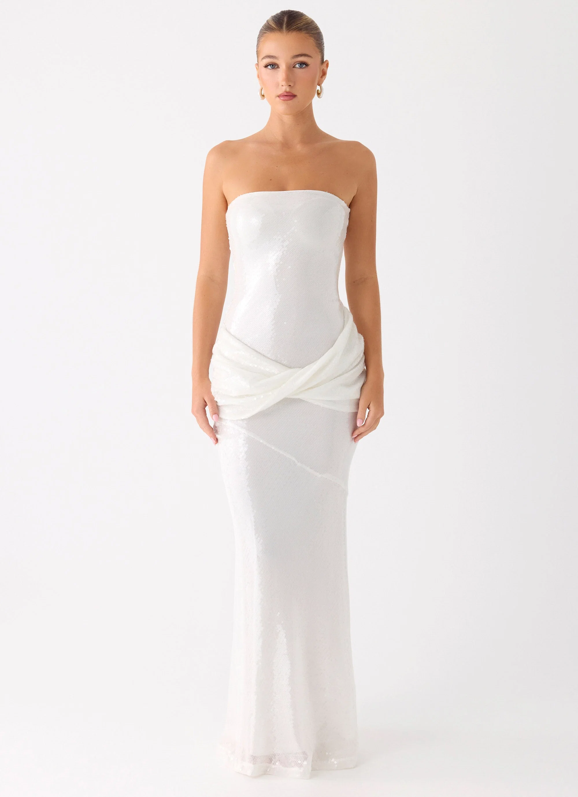 Anticipating Sequin Maxi Dress - White