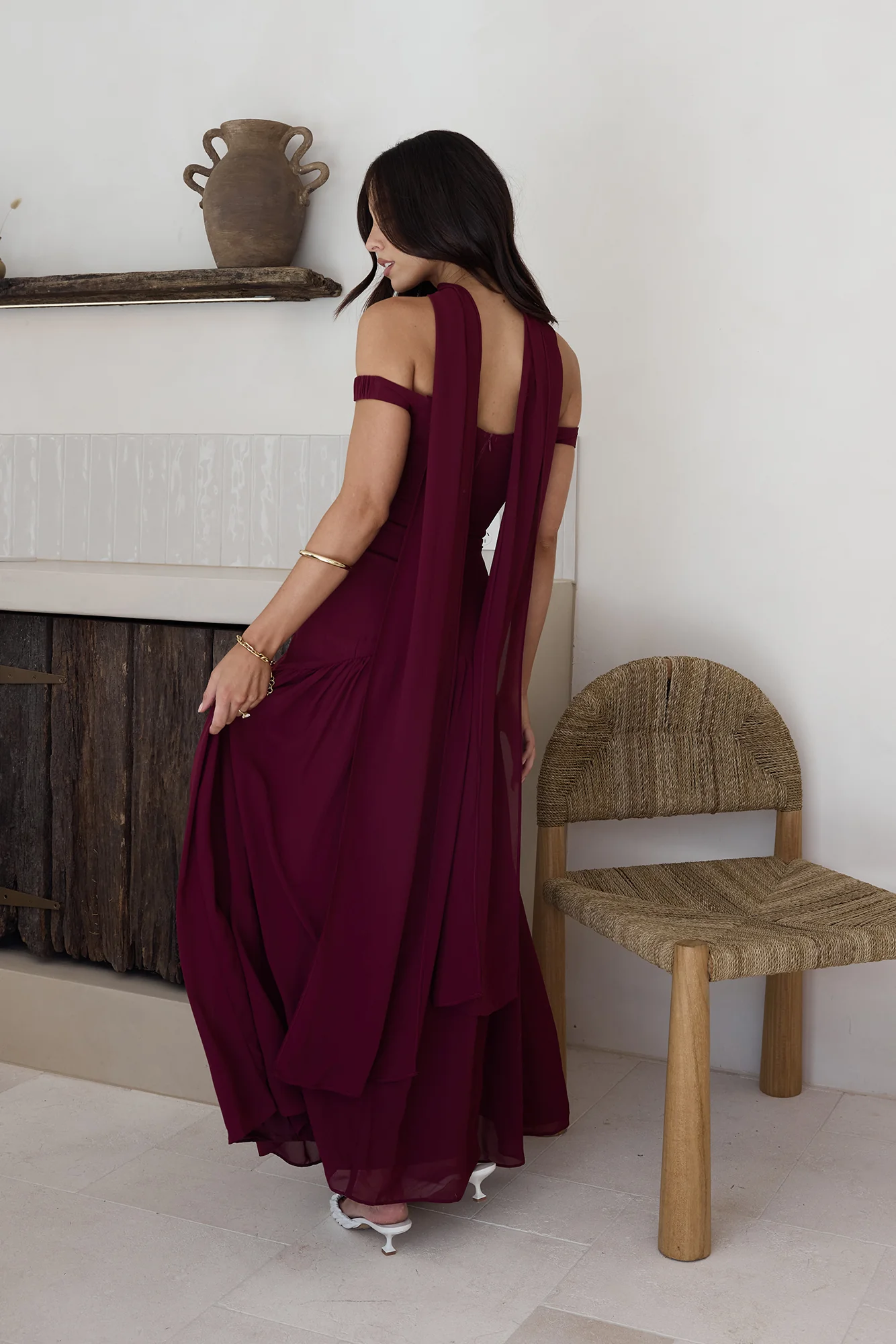 Sparkle Somewhere New Maxi Dress Wine