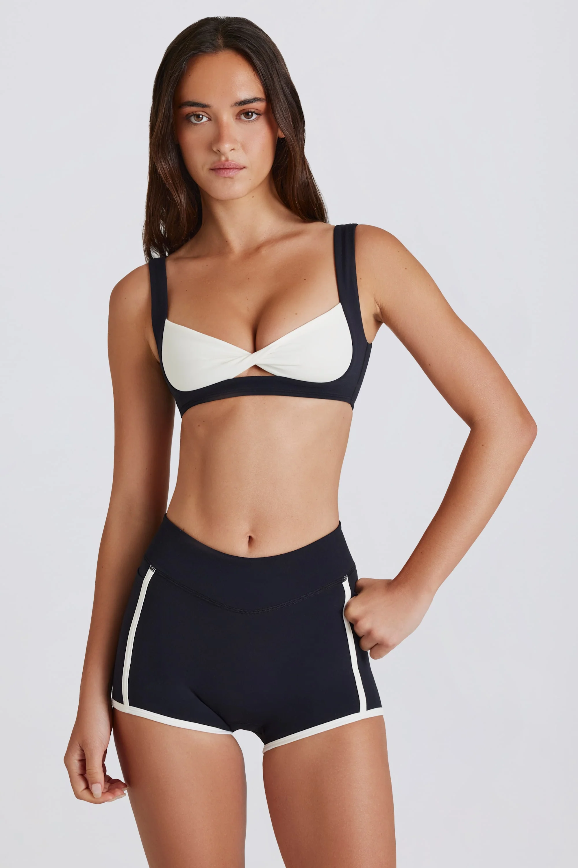 Soft Active Contrast Mini Shorts in Black