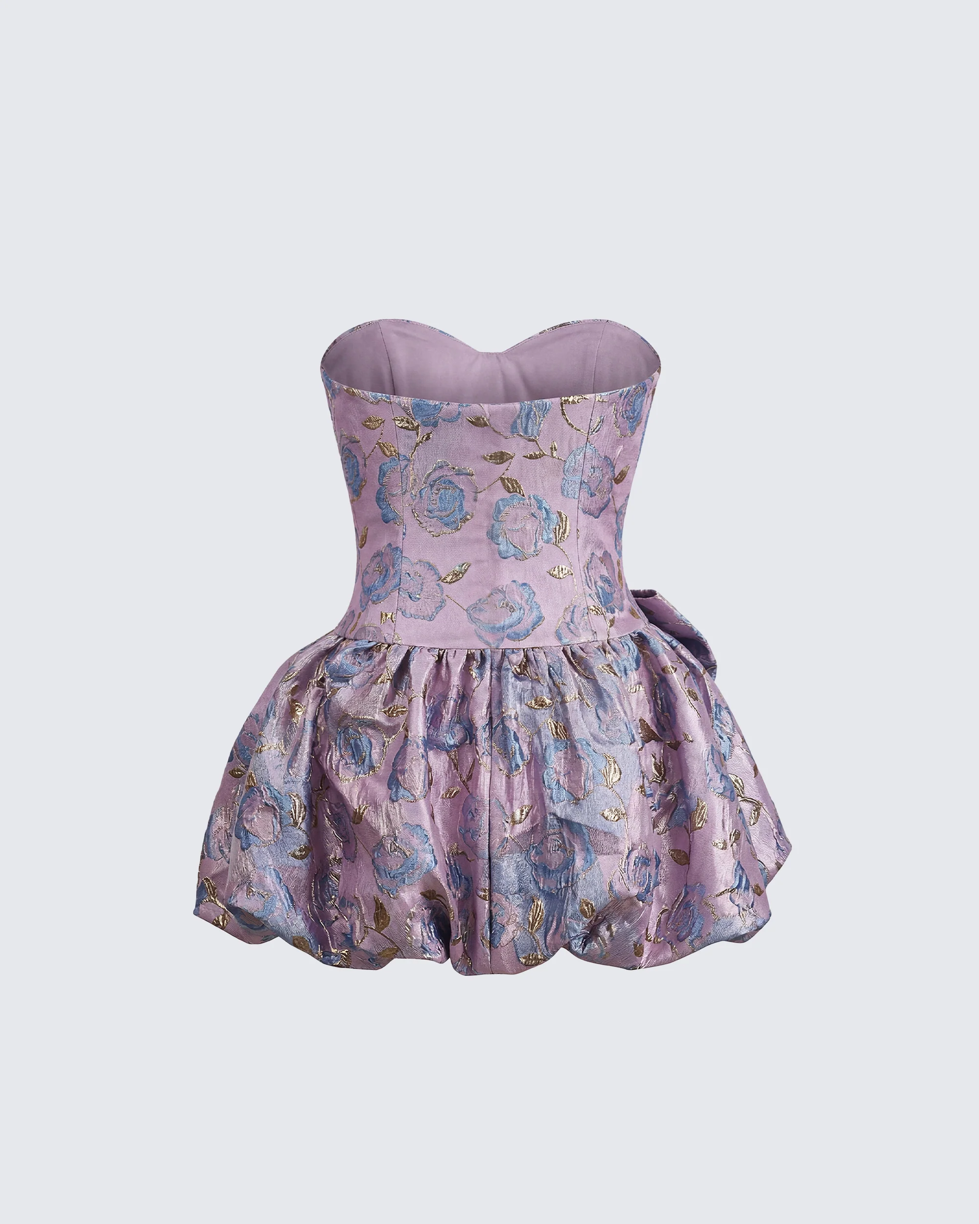 Bay Pink Jacquard Bow Mini Dress