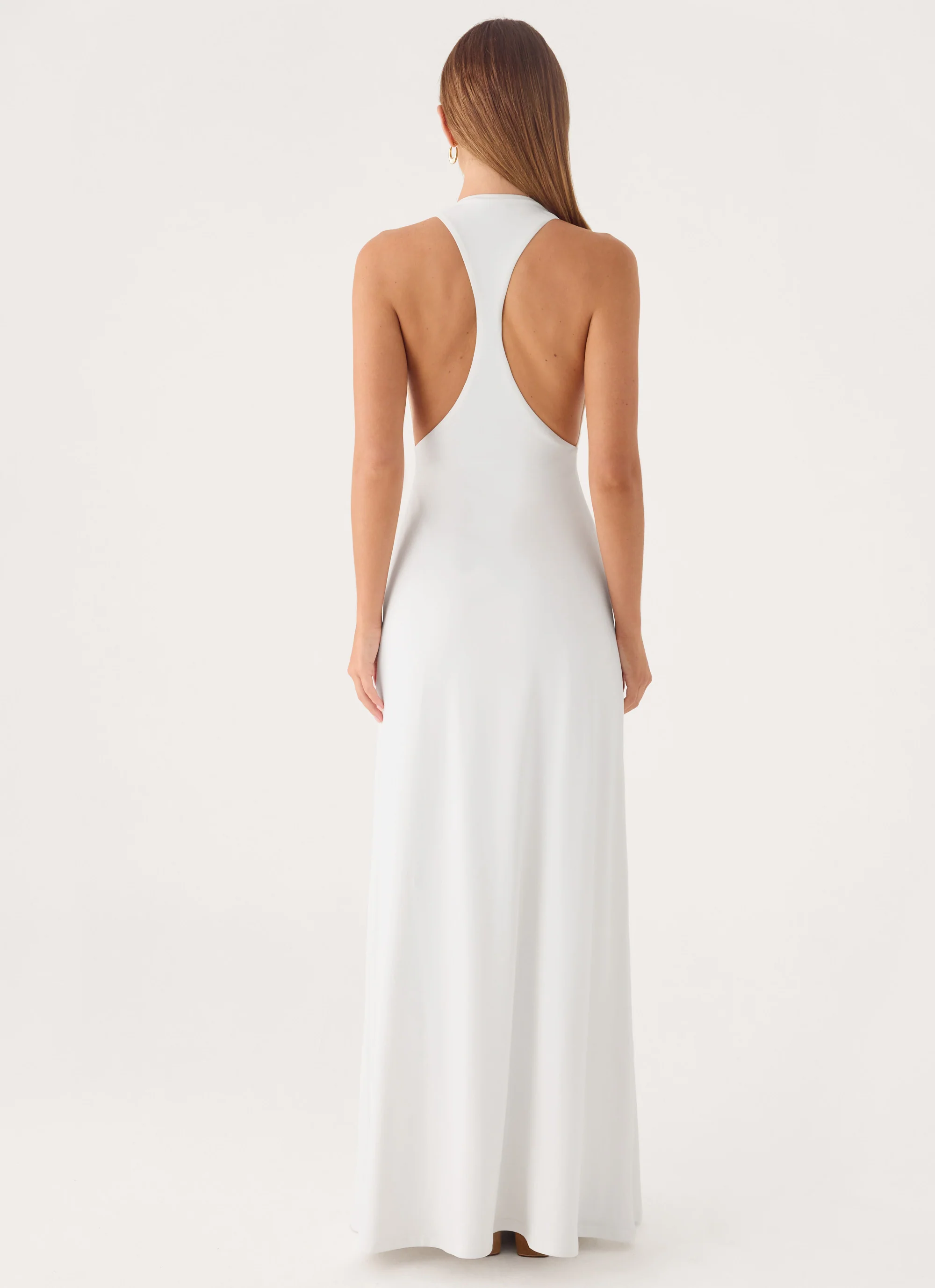 Elliah Cut Out Back Maxi Dress - White - luluinthesky