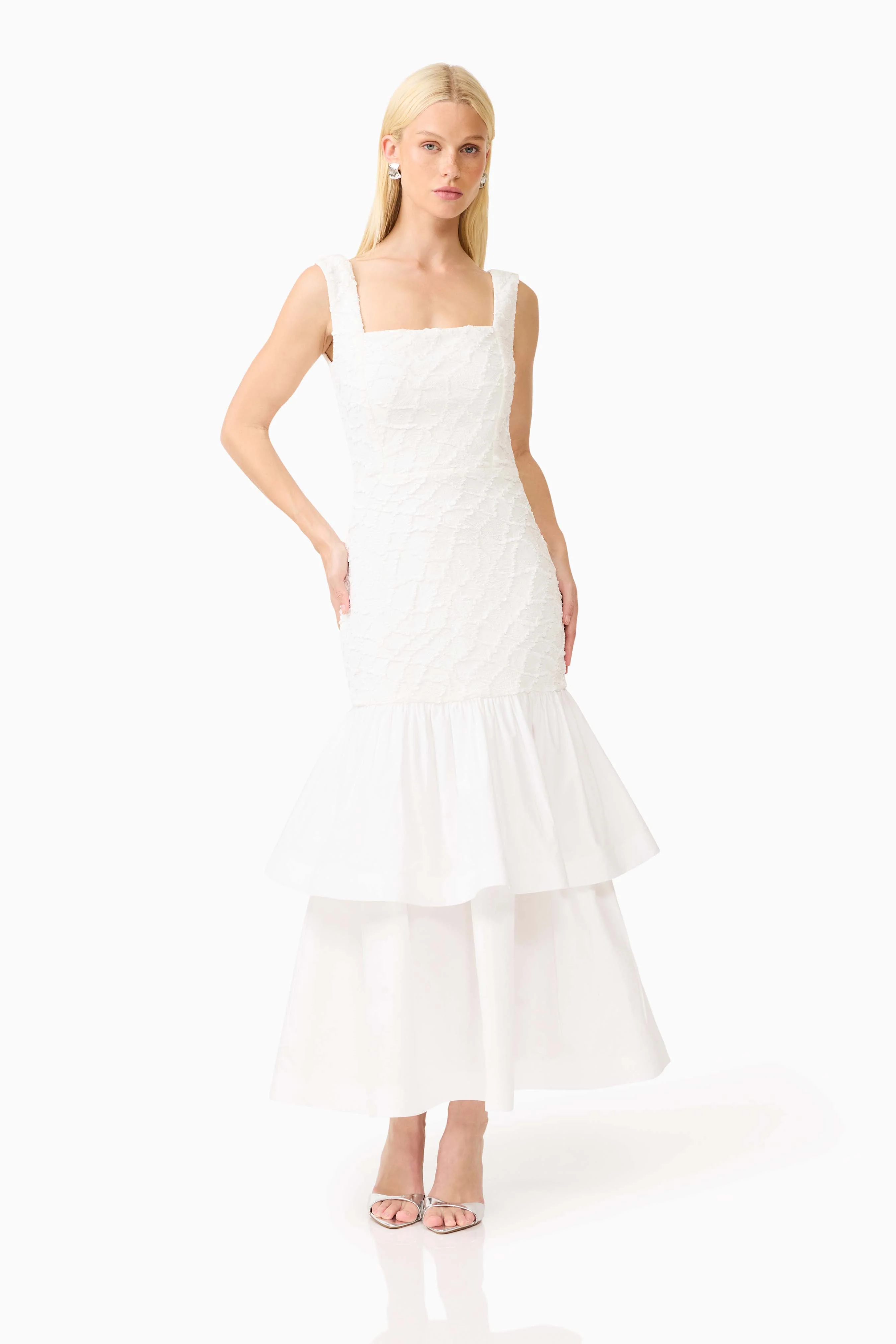Alexandra Tiered Gown in White