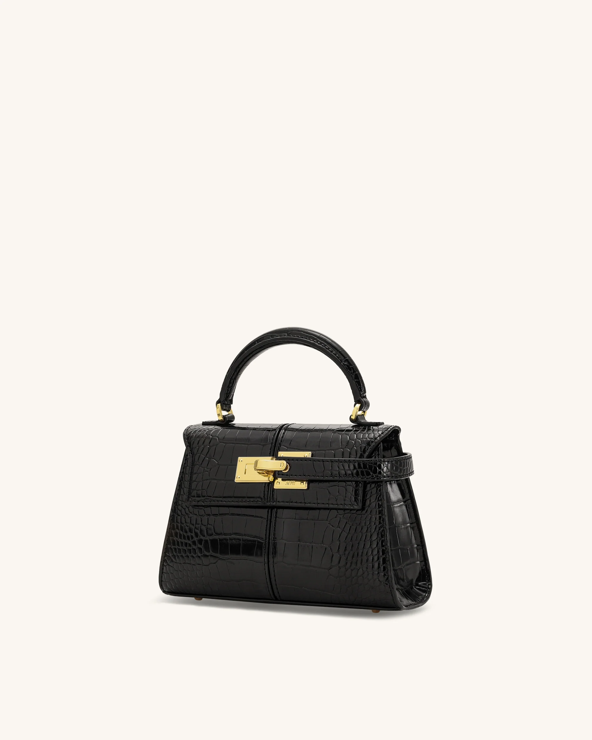 Elise Top Handle Bag - Black Croc