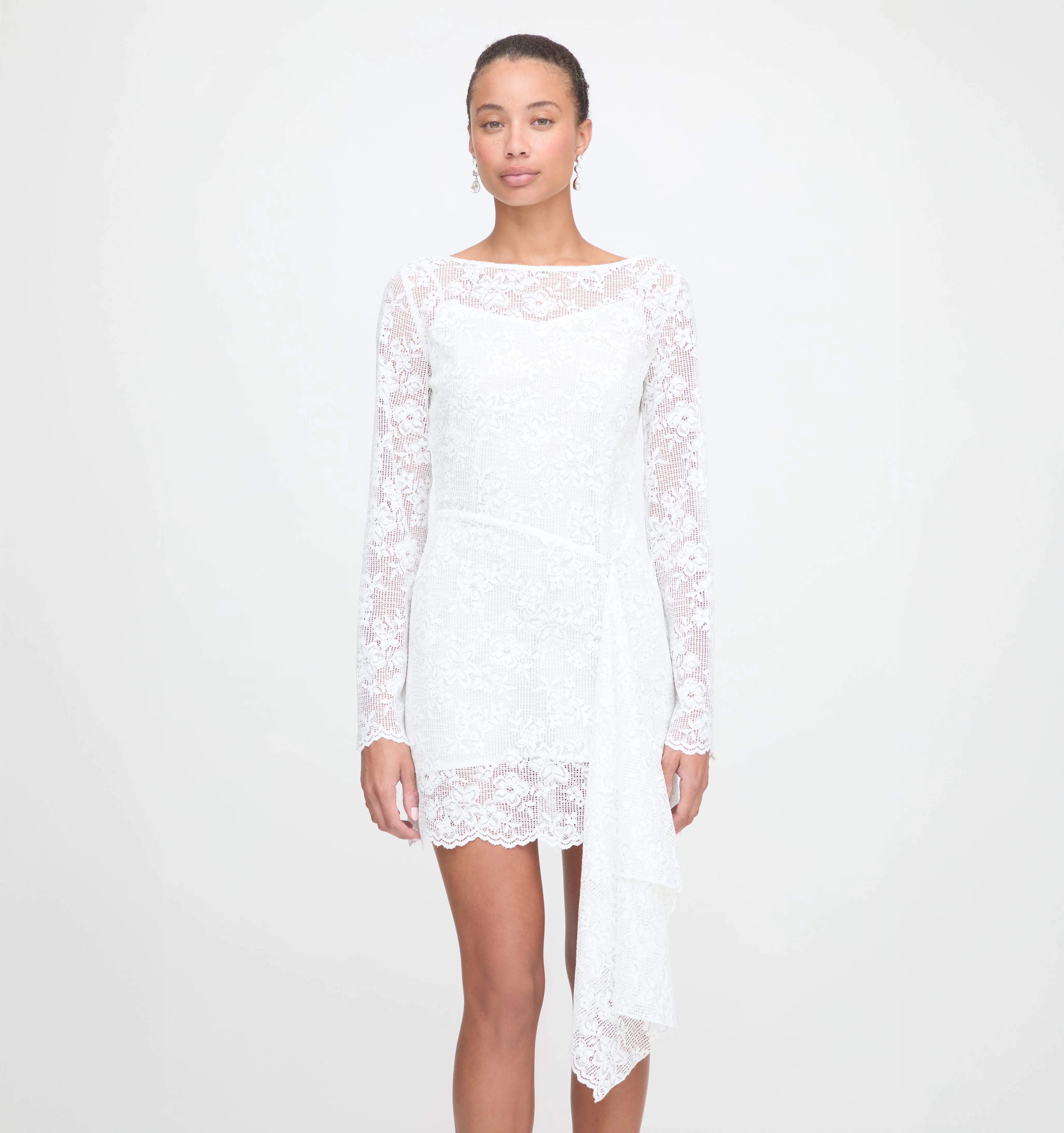 The Becca Dress - White Metallic Lace