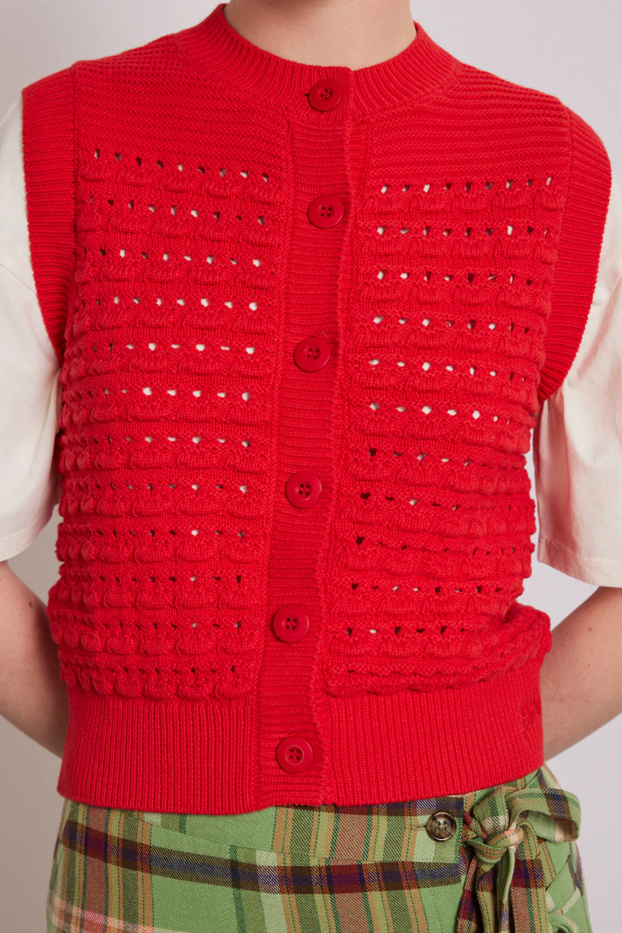 aggie knitted tank - red - luluinthesky