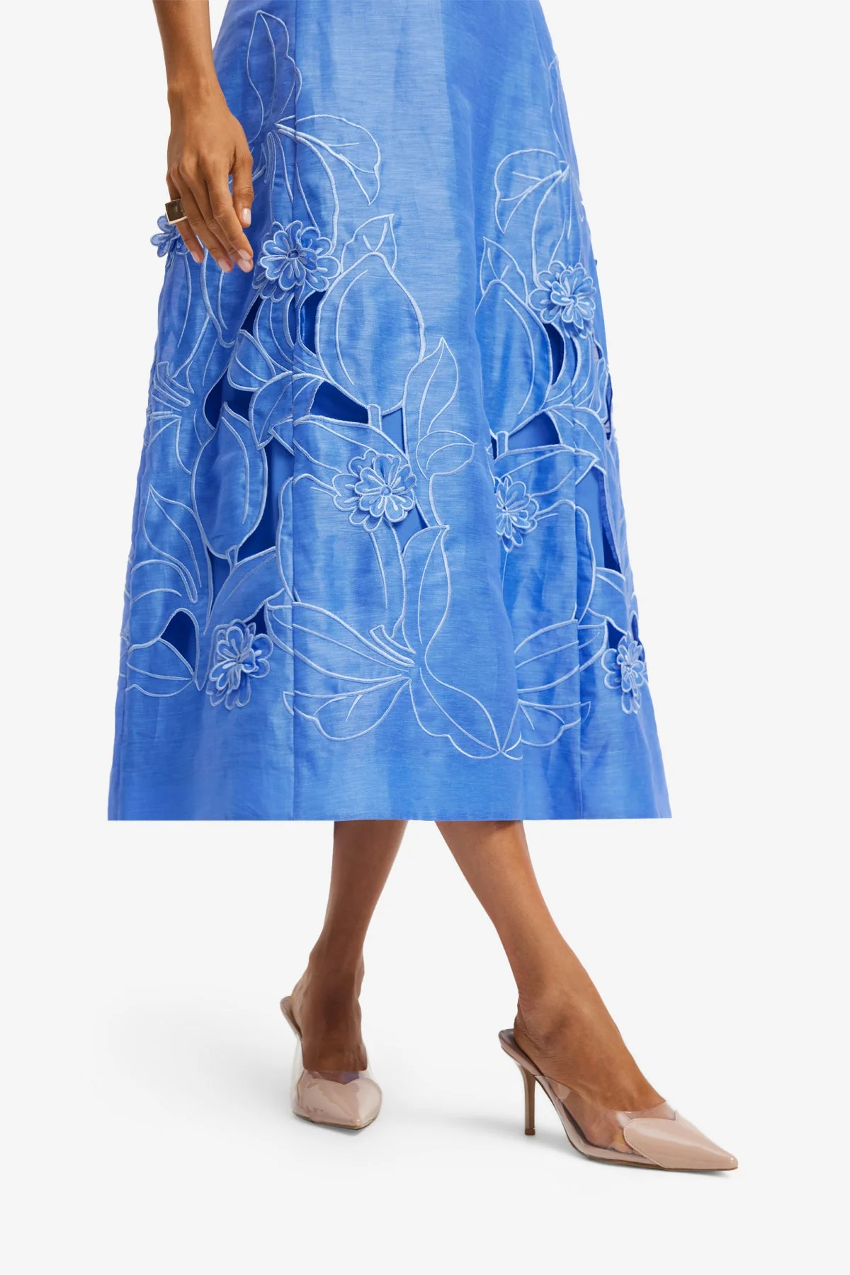 Cleo Appliqué Sleeveless Midi Dress - Azure