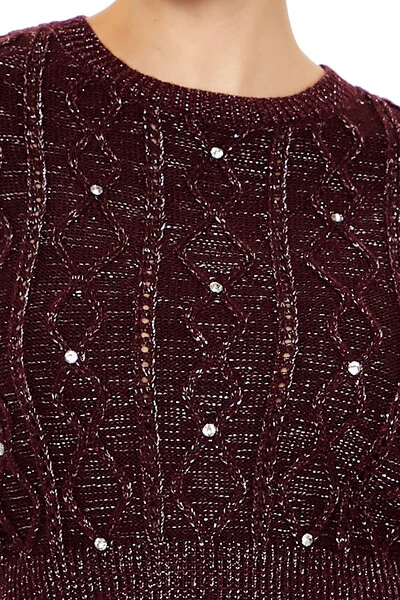 Glitter Knit Rhinestone Sweater