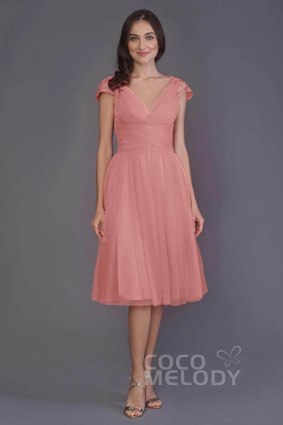 A-Line Knee Length Tulle Bridesmaid Dress PR3515