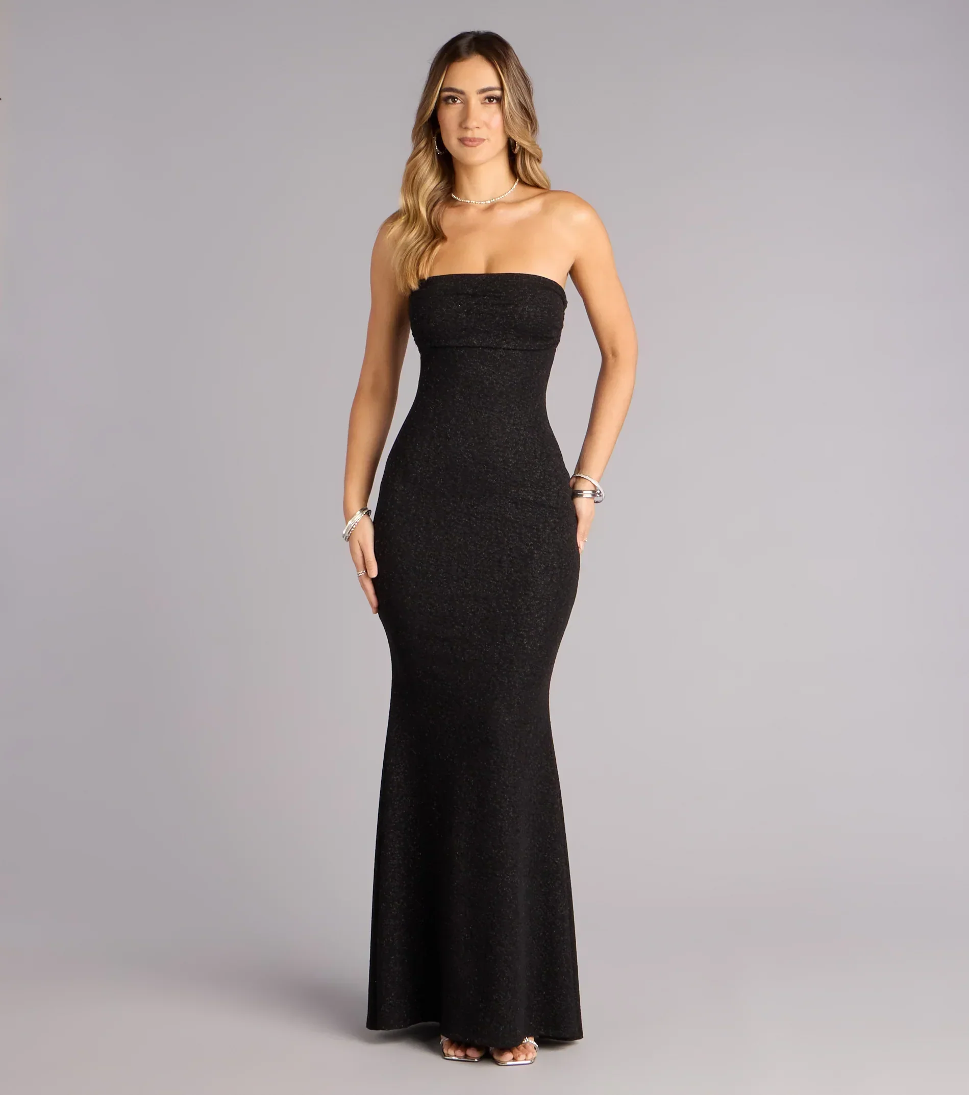 Audrina Glitter Strapless Mermaid Formal Dress