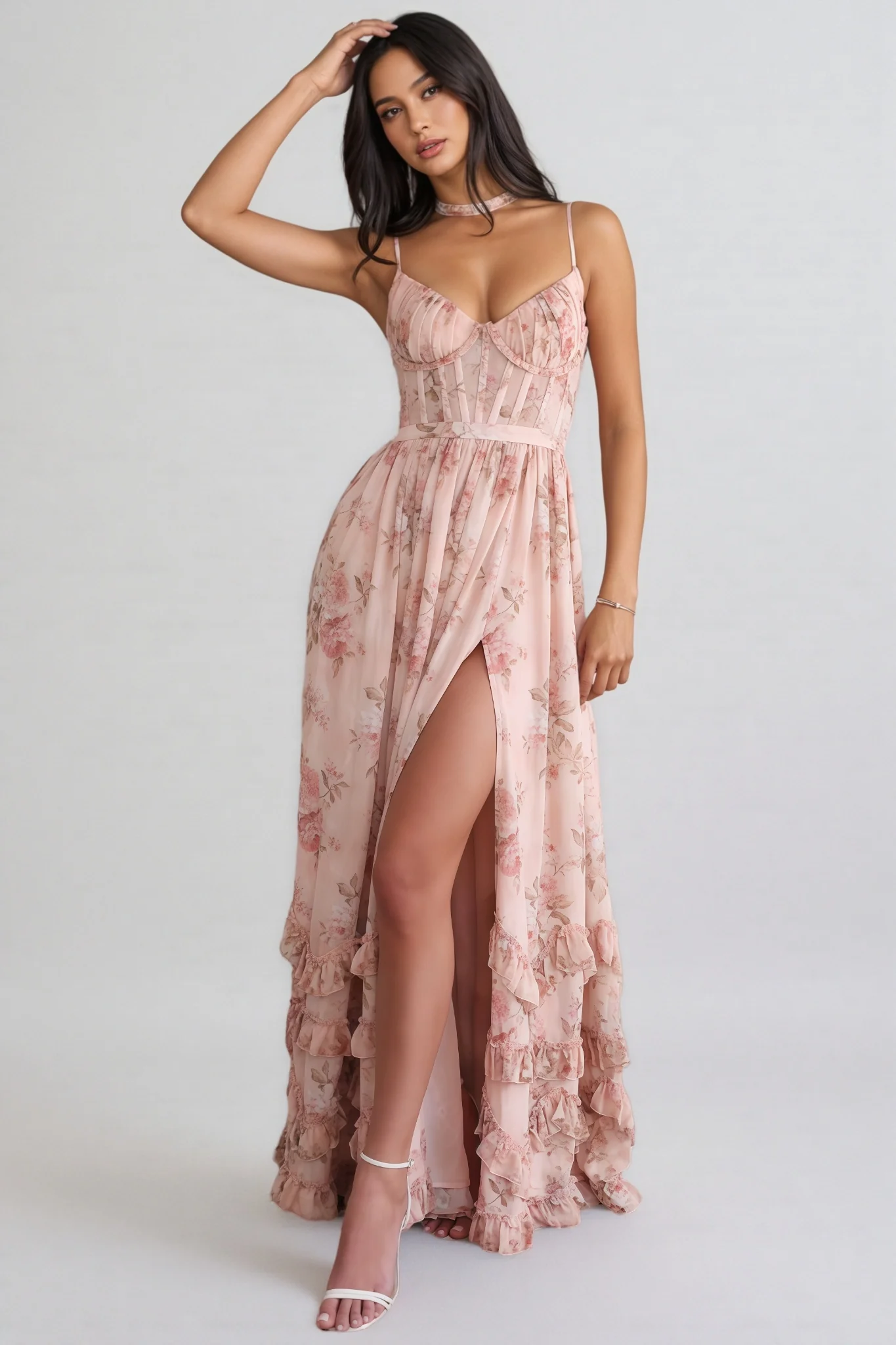 Urielad Pink Halter Print Maxi Dress - luluinthesky
